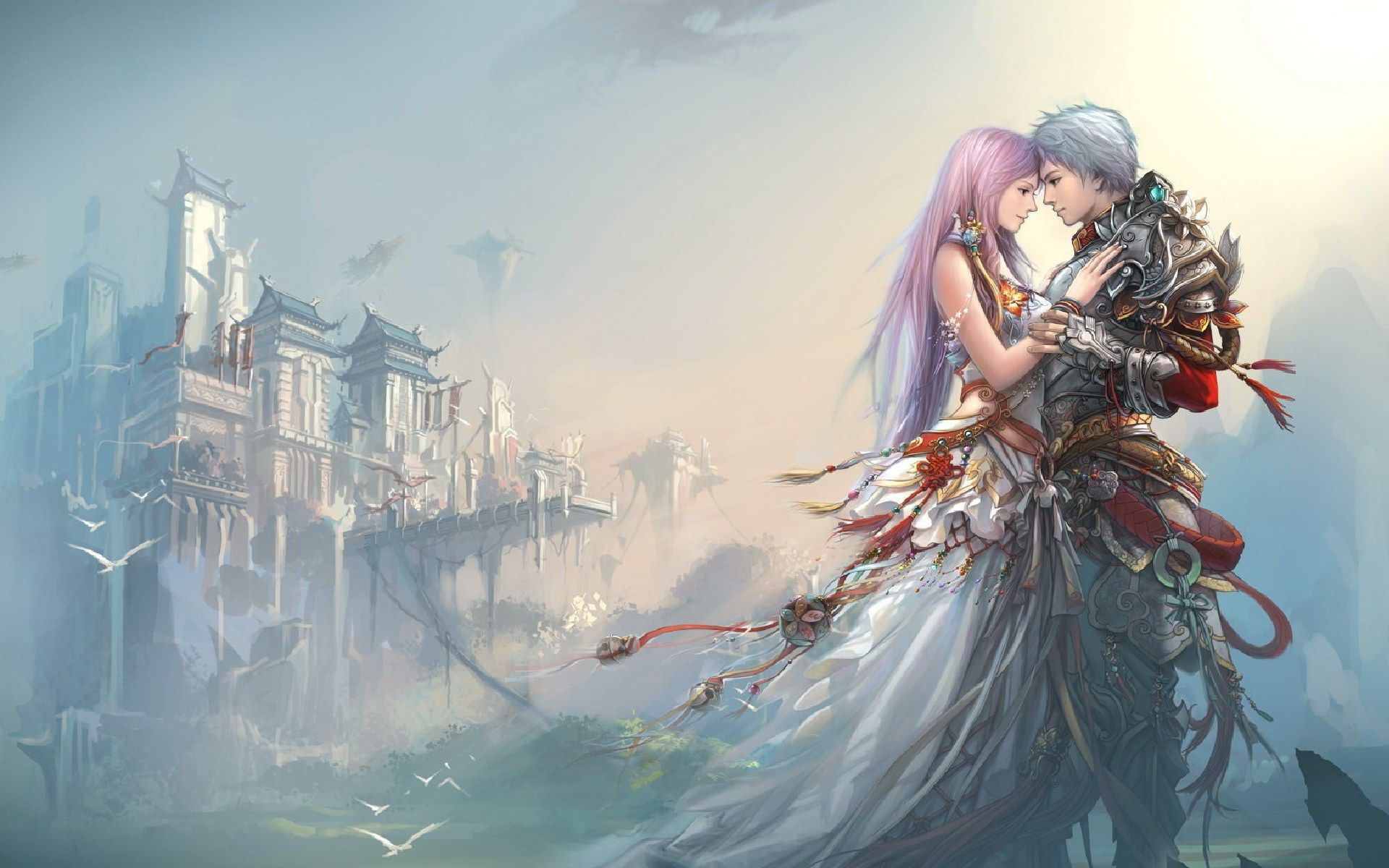 1080P, castillo, amor, novios, fantasia, medieval, HD Wallpaper