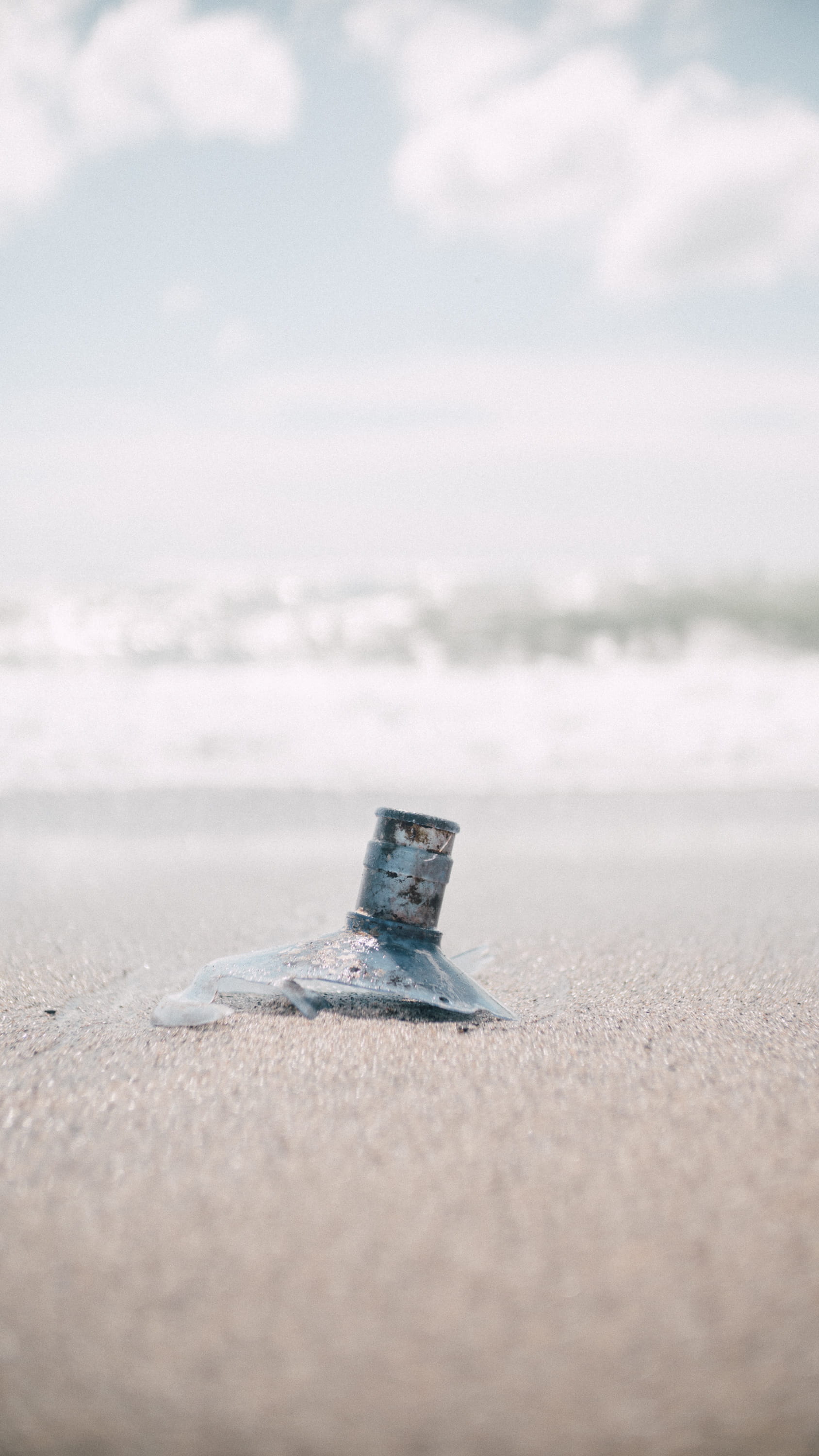 sky, metal, surface level, single object, close-up, beach, sign, communication, sunlight, water, cloud - sky, day, sea, sand, land, no people, beauty in nature, Phone HD Wallpaper