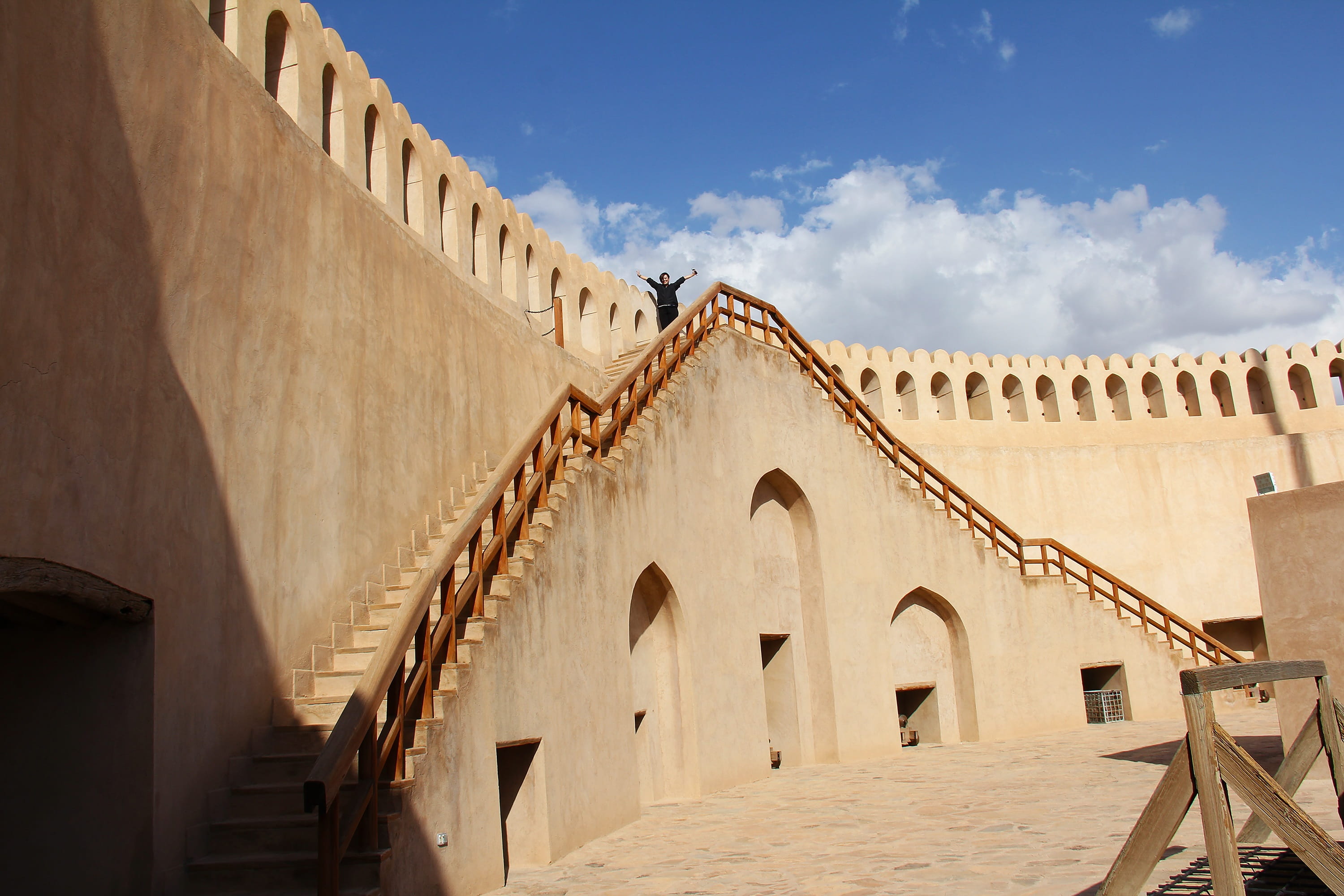sun, day, outdoors, ancient civilization, arch, middle east, staircase, building exterior, fort, tourism, travel, sunlight, nature, low angle view, cloud, HD Wallpaper