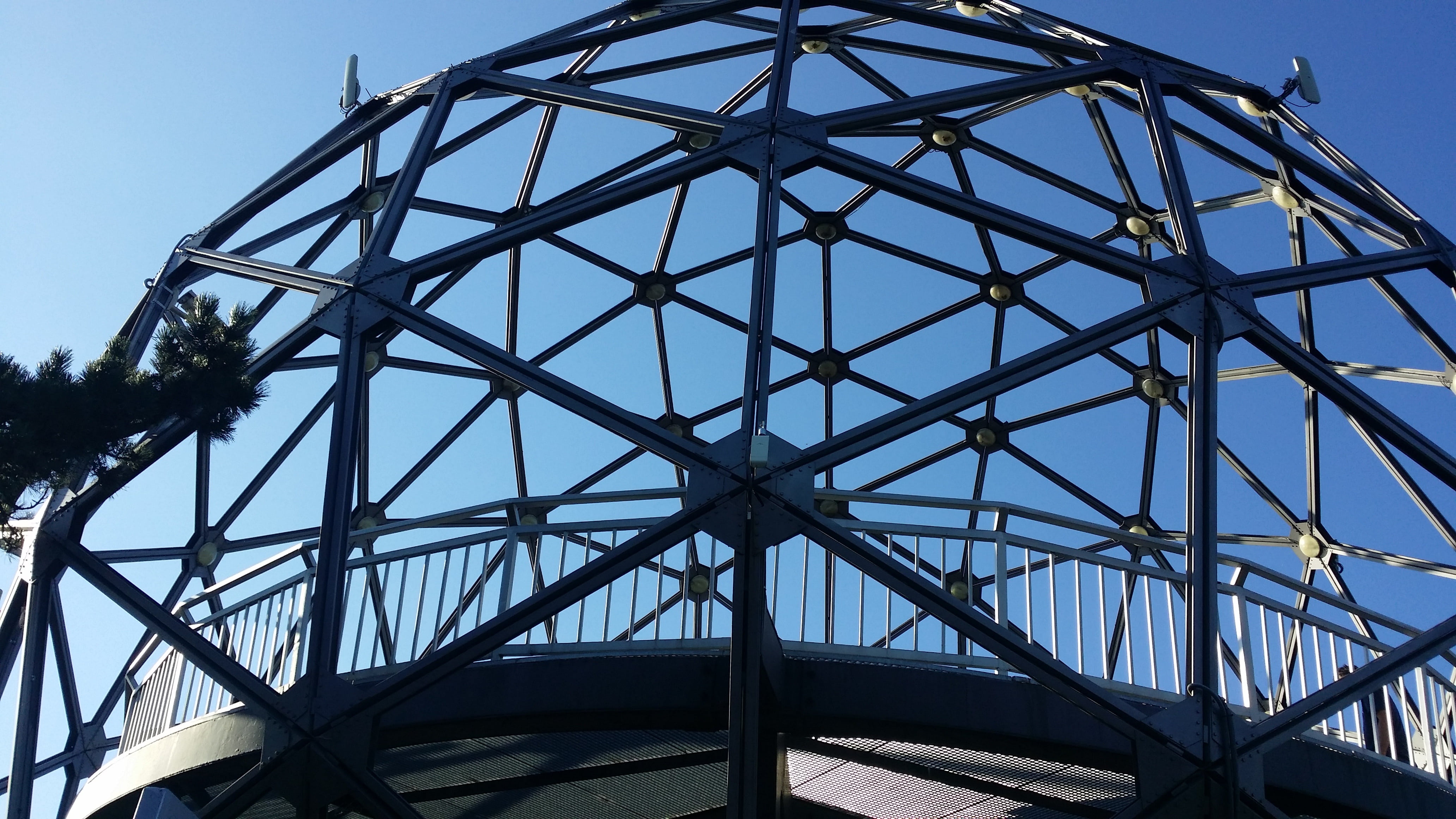 bridge, shape, outdoors, nature, clear sky, plant, no people, built structure, sky, alloy, architecture, blue, connection, pattern, transportation, girder, HD Wallpaper