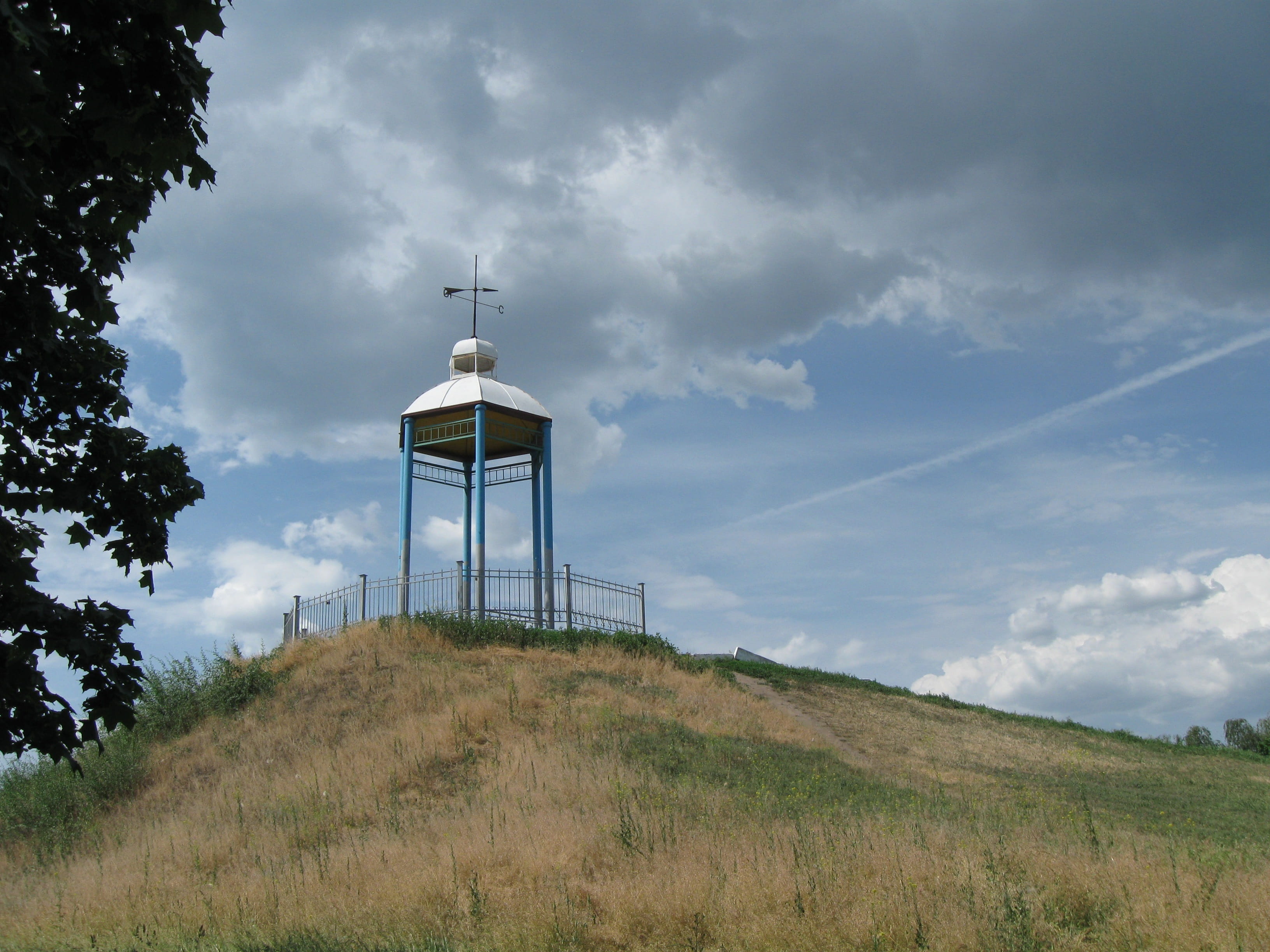 sky, Peace Park, lighthouse, Ukraine, building exterior, cloud - sky, day, growth, outdoors, lookout tower, the peace park, safety, field, tree, tranquility, HD Wallpaper