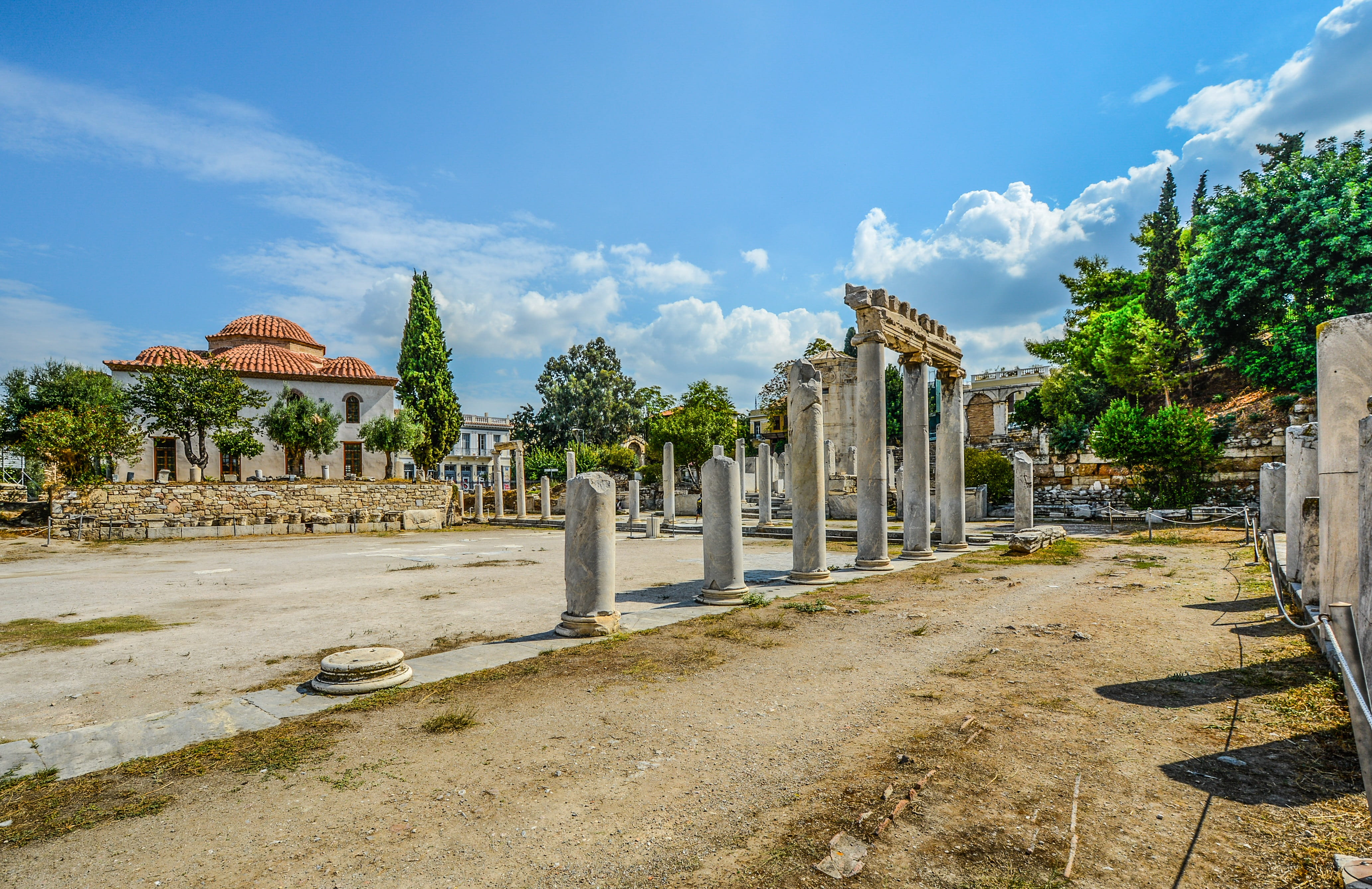 built structure, no people, monument, Greek, the past, travel destinations, Columns, architecture, cloud - sky, sky, outdoors, ancient, tourism, Ruins, HD Wallpaper