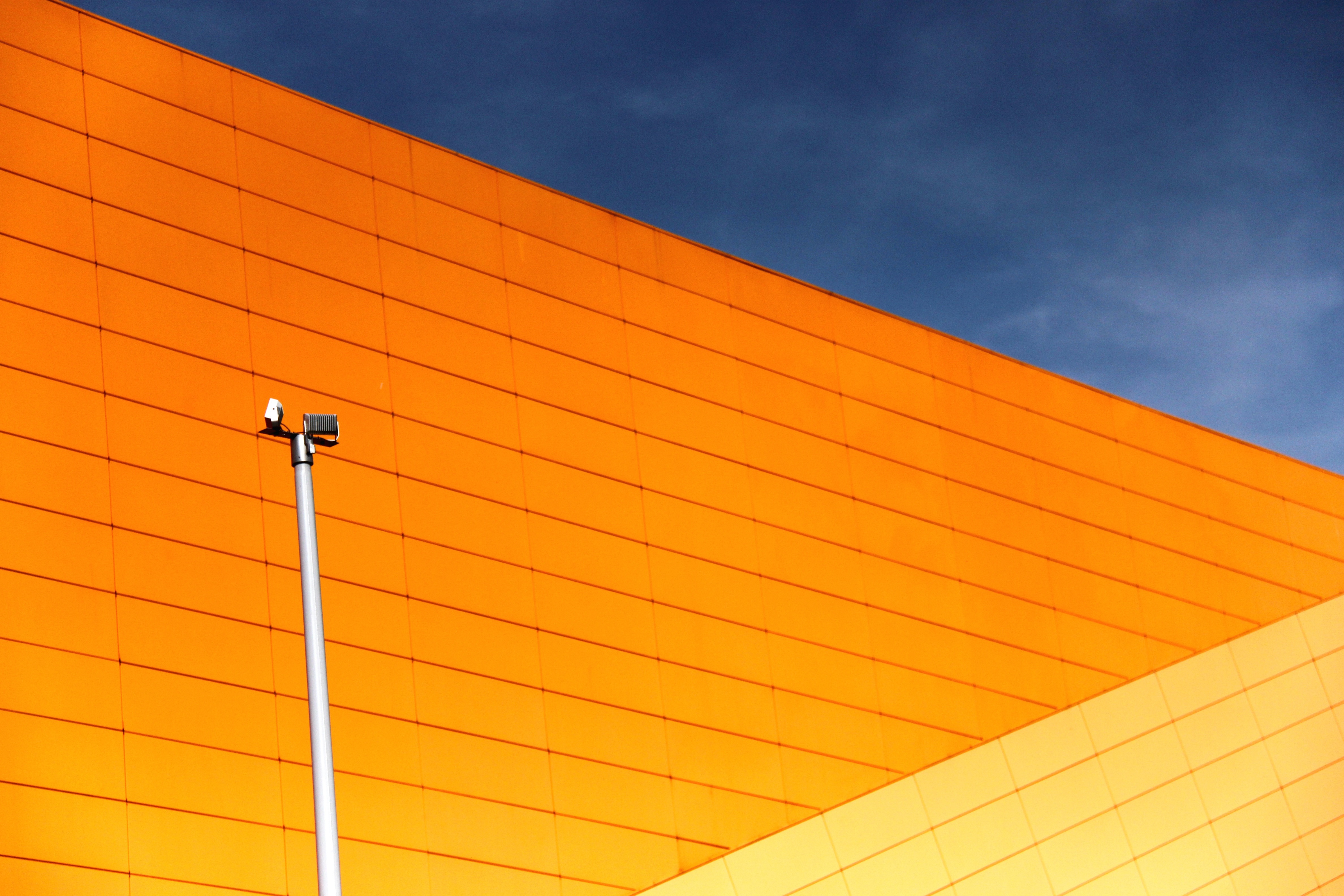 color, blue, built structure, no people, architecture, cloud - sky, technology, sky, low angle view, outdoors, yellow, nature, colorful, connection, netherlands, HD Wallpaper