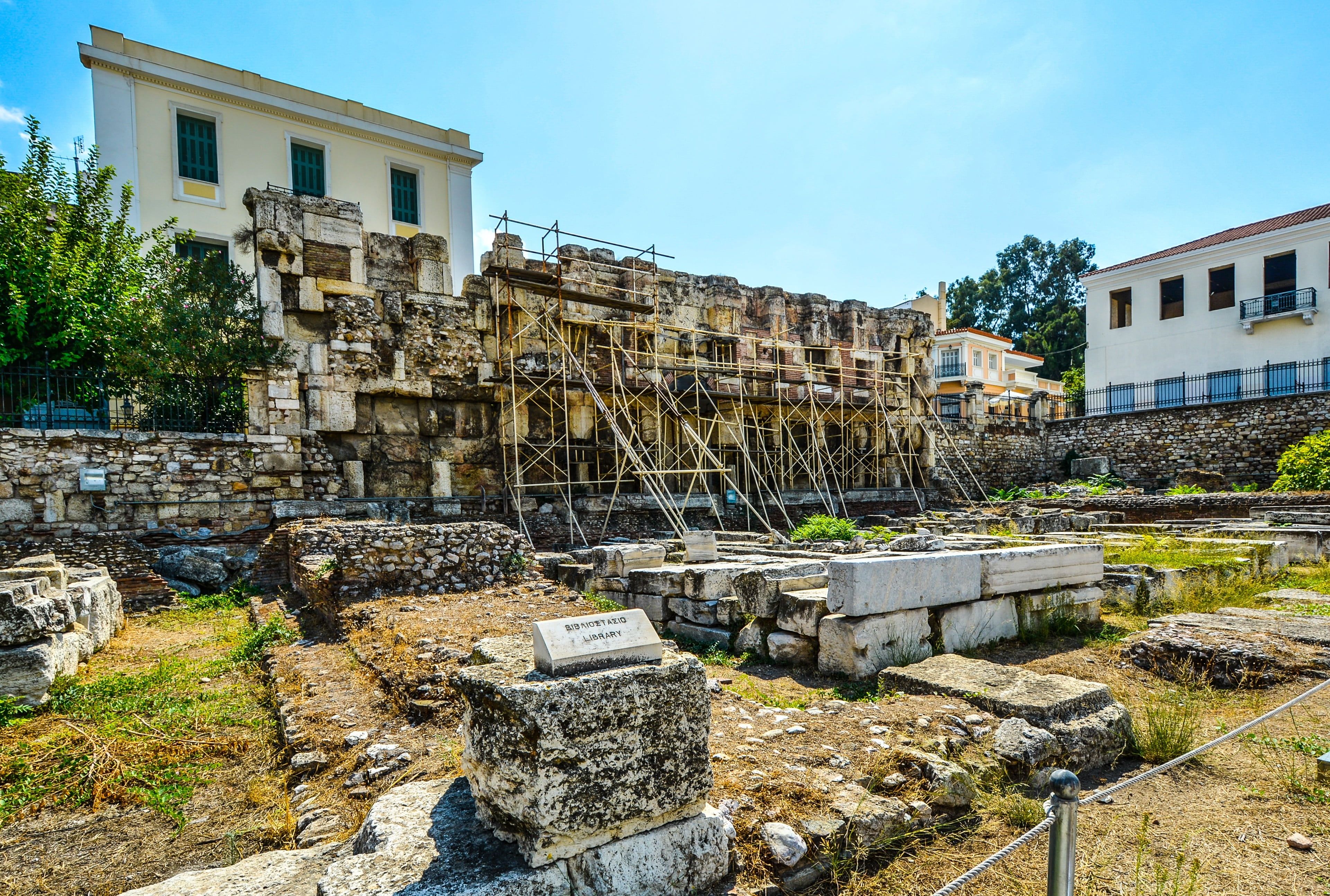 greece, concrete, clear, white, building, wall, building exterior, day, solid, agora, tree, ancient civilization, the past, crumbling, daytime, 4K, nature, HD Wallpaper