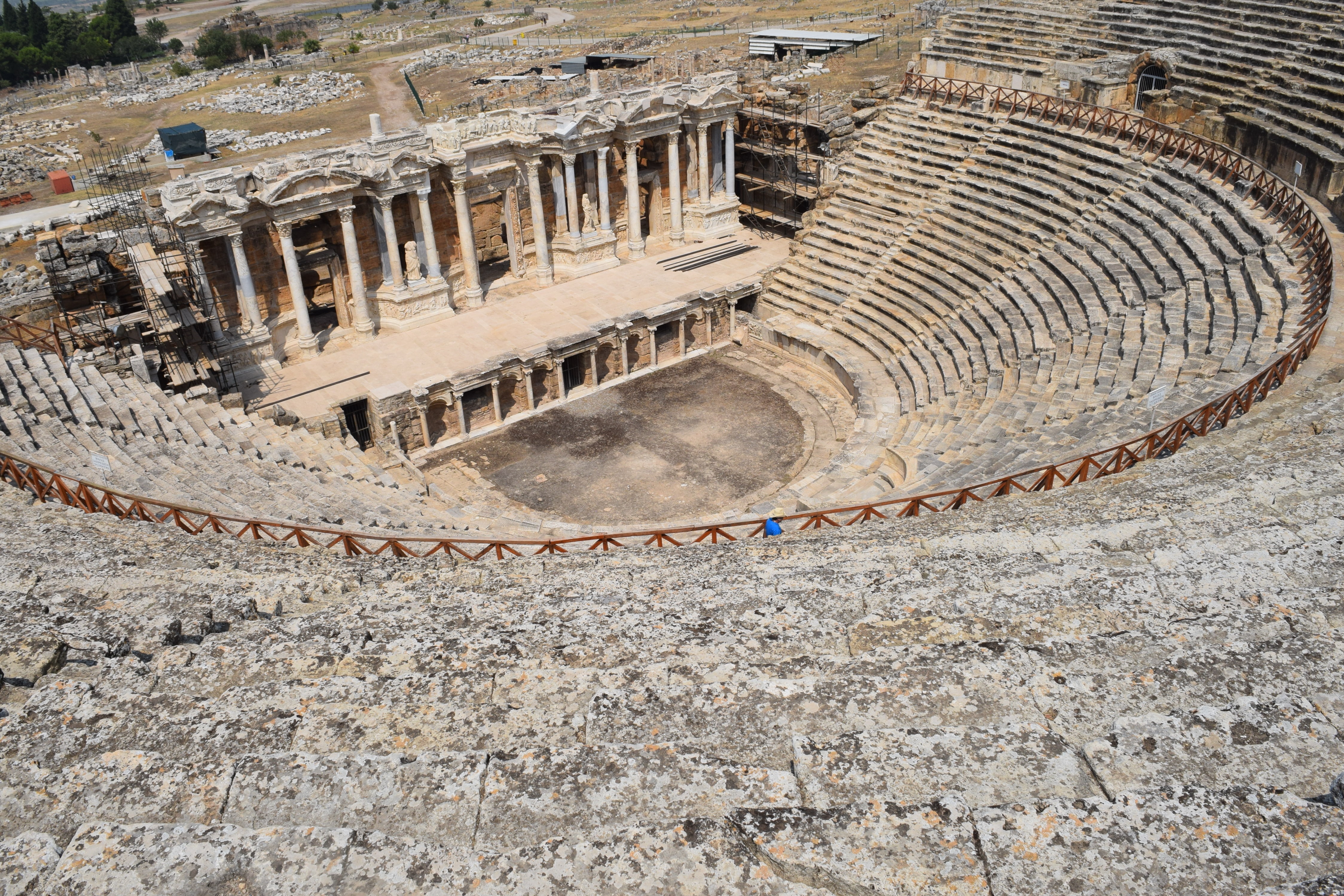 nature, turkey, amphitheater, architecture, high angle view, incidental people, the past, ancient, ancient civilization, old ruin, tourism, arch, city, HD Wallpaper