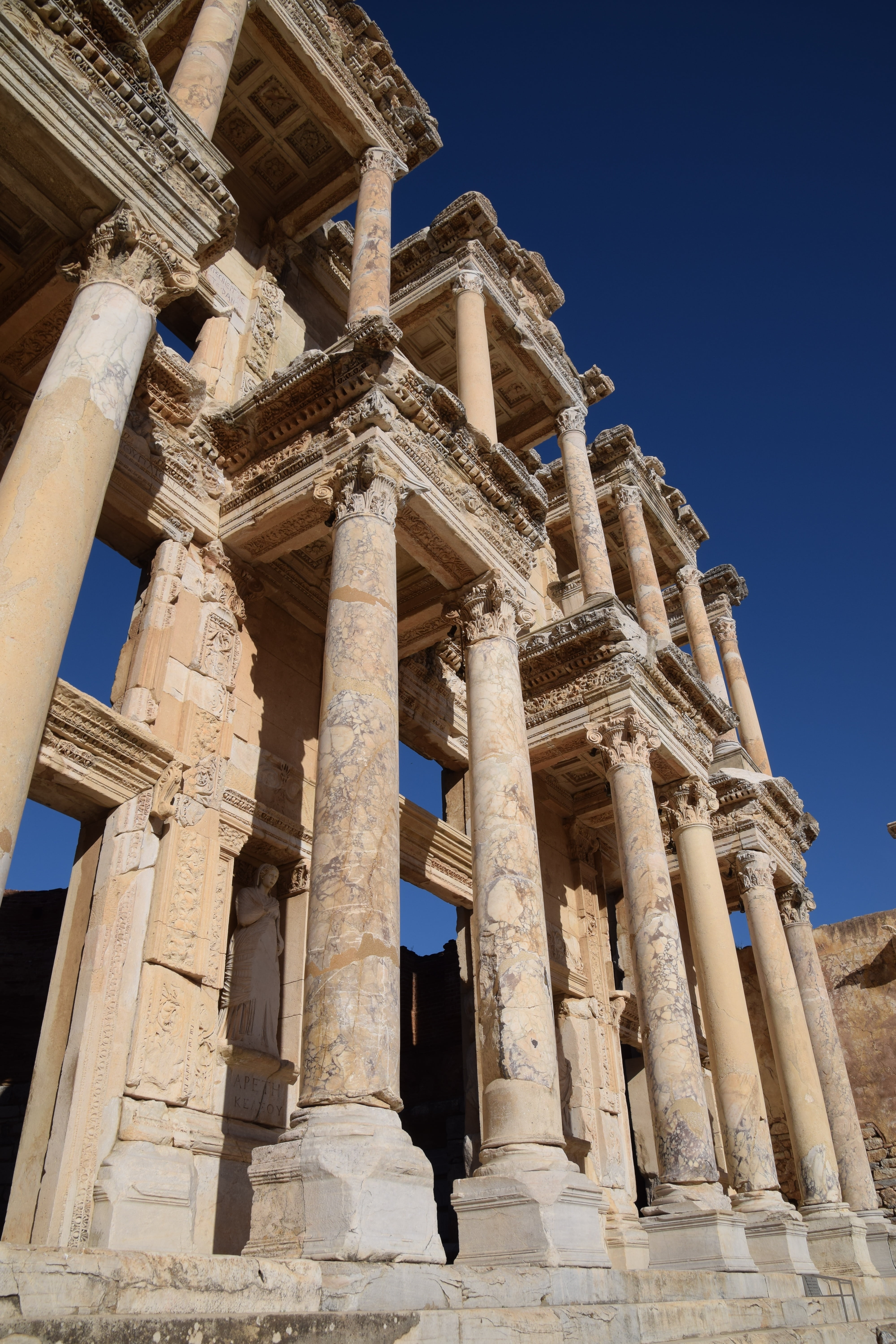 built structure, turkey, old, ruins, sky, outdoors, 5K, place of worship, ancient history, old ruin, history, library of celsus, architectural column, Phone HD Wallpaper