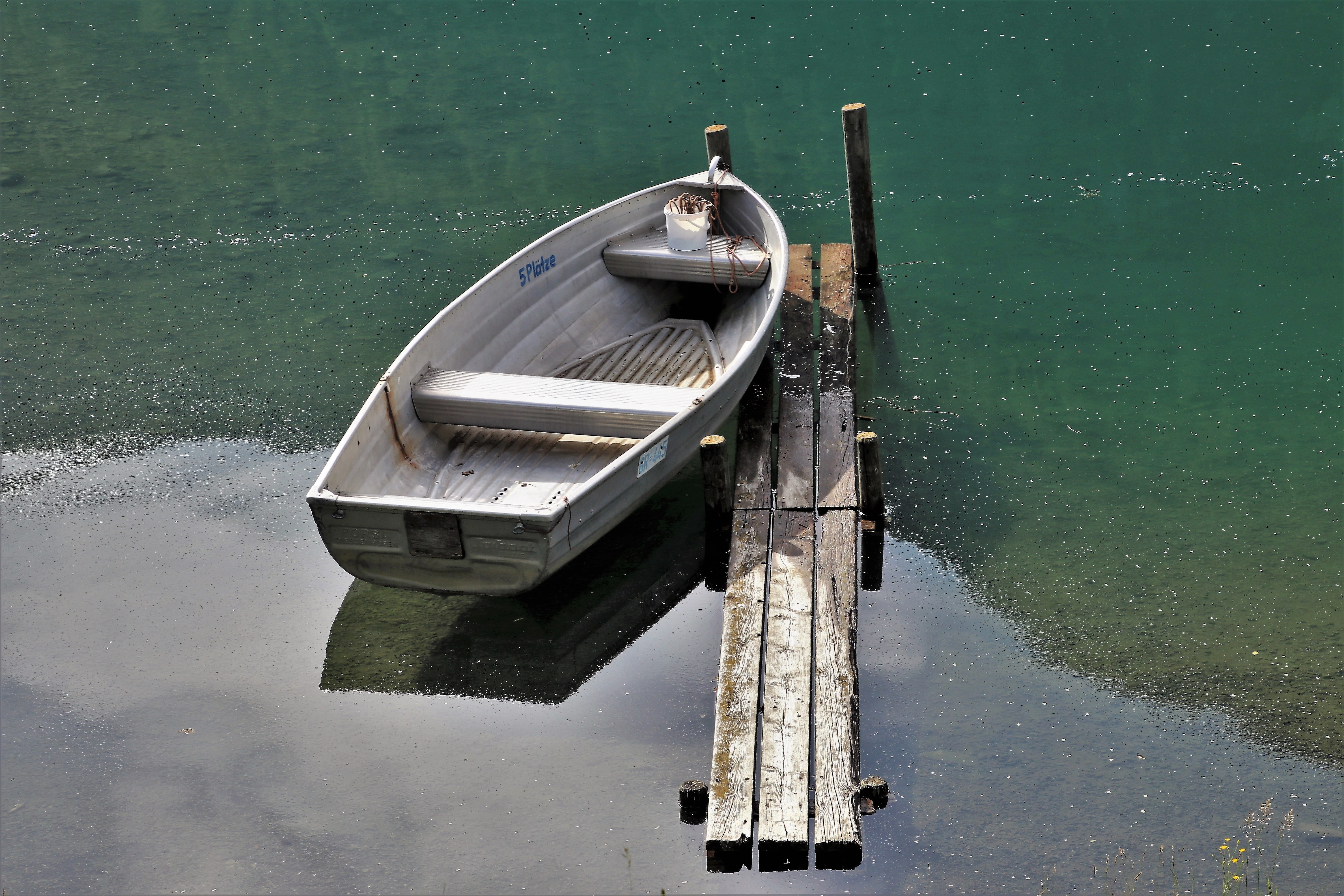 reflection, transportation, rest, mirror image, body, mood, daytime, relaxation, nature, no people, waterfront, scenery, gray, outdoors, haven, the silence, HD Wallpaper