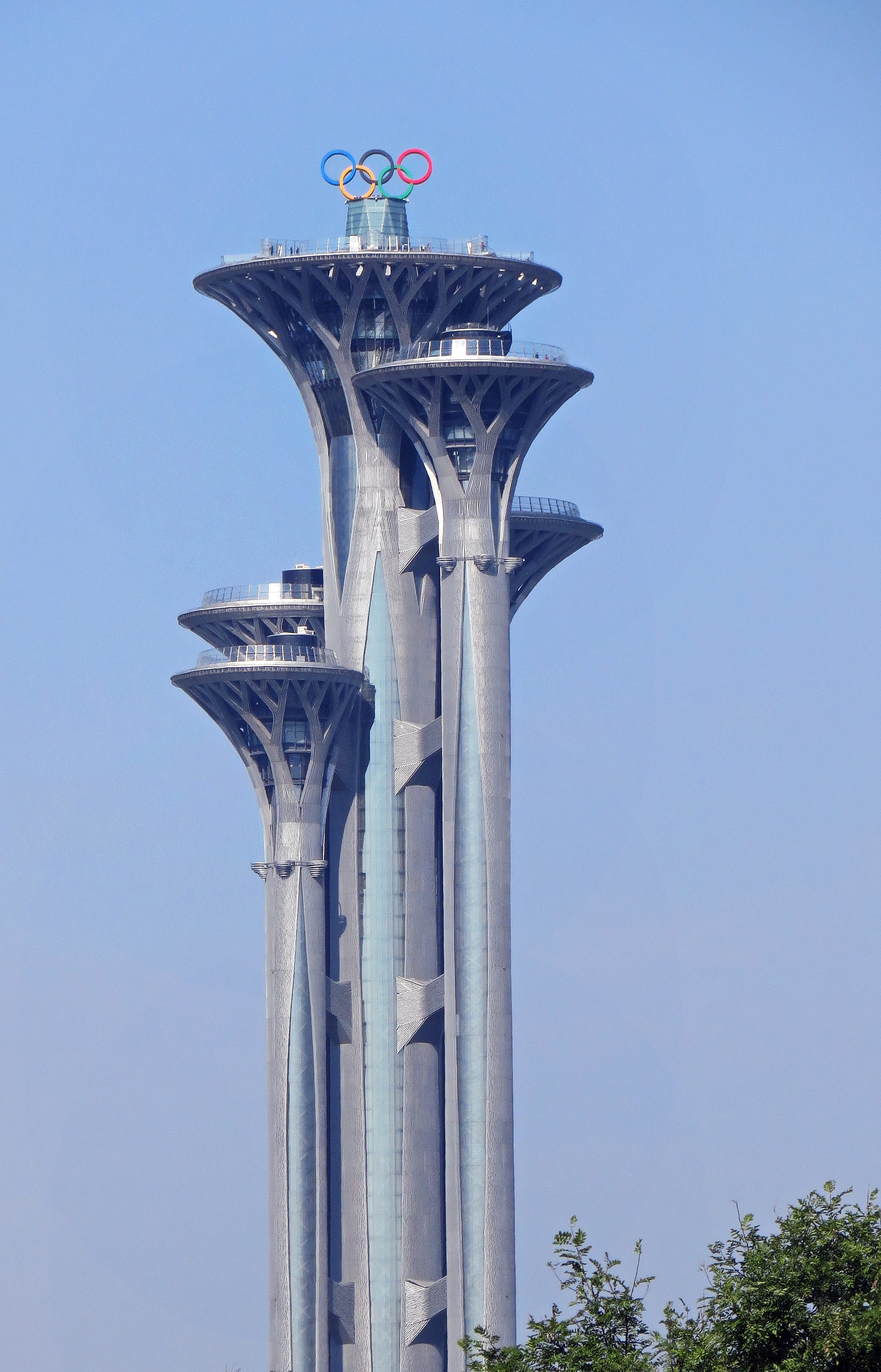 blue, olympic stadium, architectural column, built structure, metal, tree, tours, nature, china, travel destinations, air pollution, architecture, representation, Phone HD Wallpaper