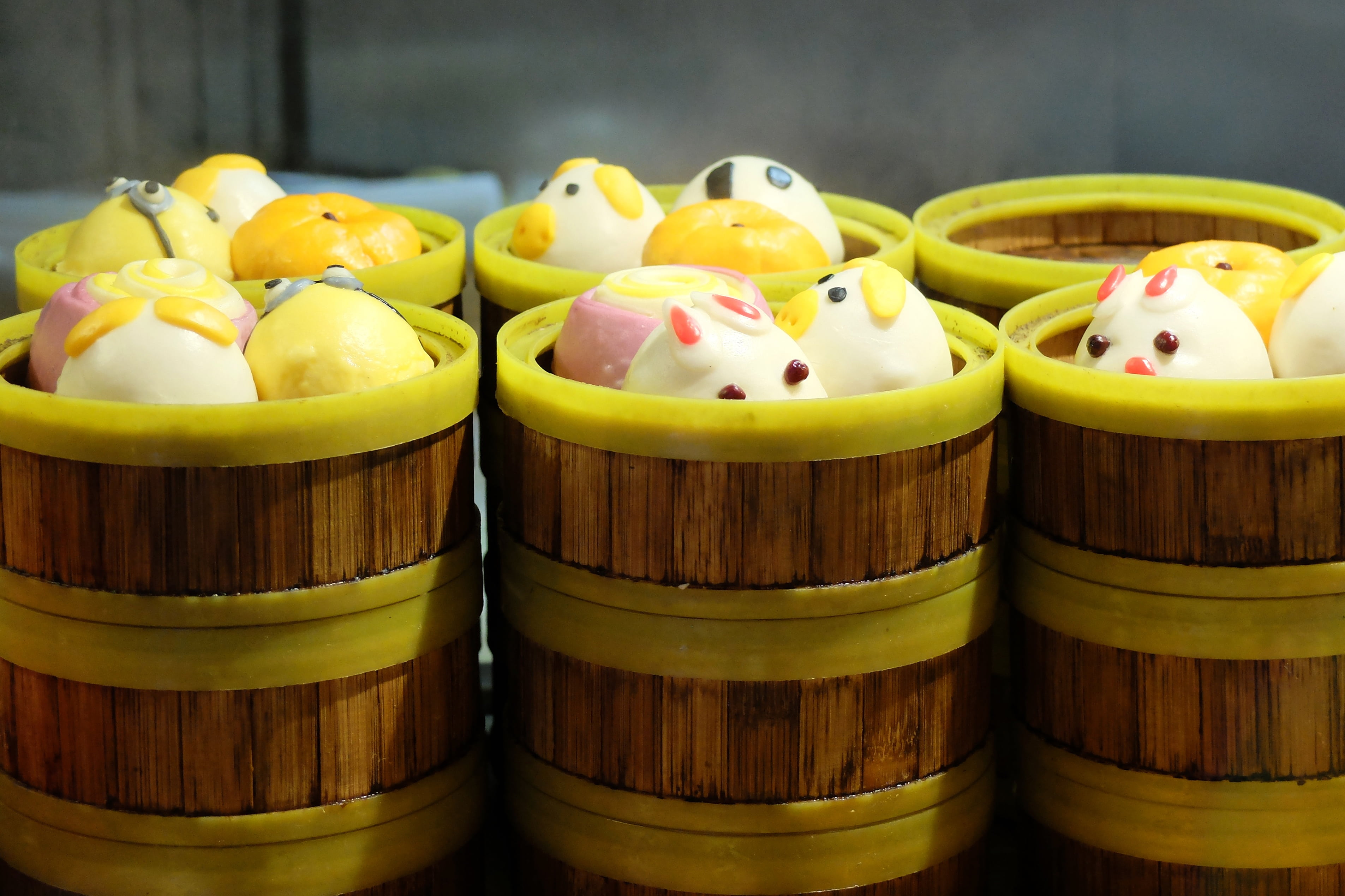 in a row, food and drink, still life, indoors, 2K, business, dumpling, yellow, multi Colored, easter, freshness, wood - Material, large group of objects, HD Wallpaper
