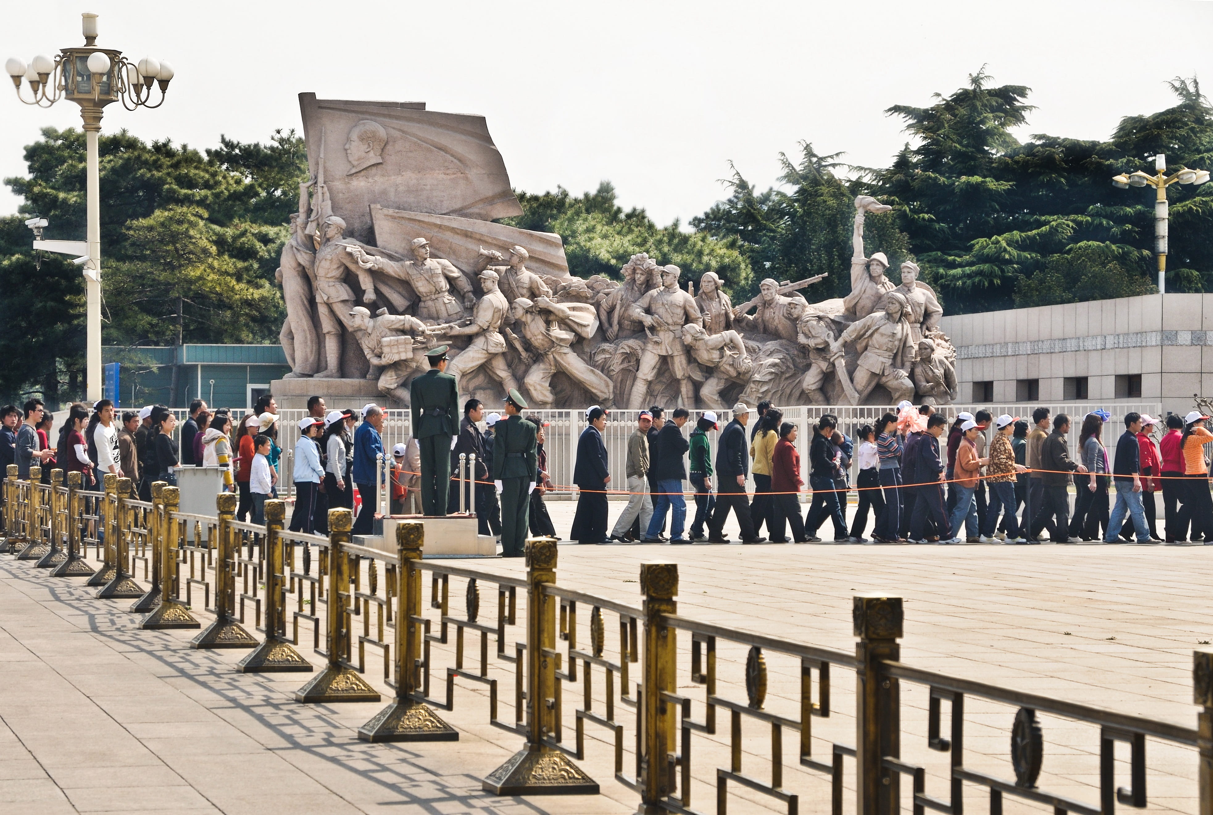 china, cultures, sculpture, people, women, male likeness, human representation, representation, army soldier, military, tree, day, nature, waiting line, HD Wallpaper