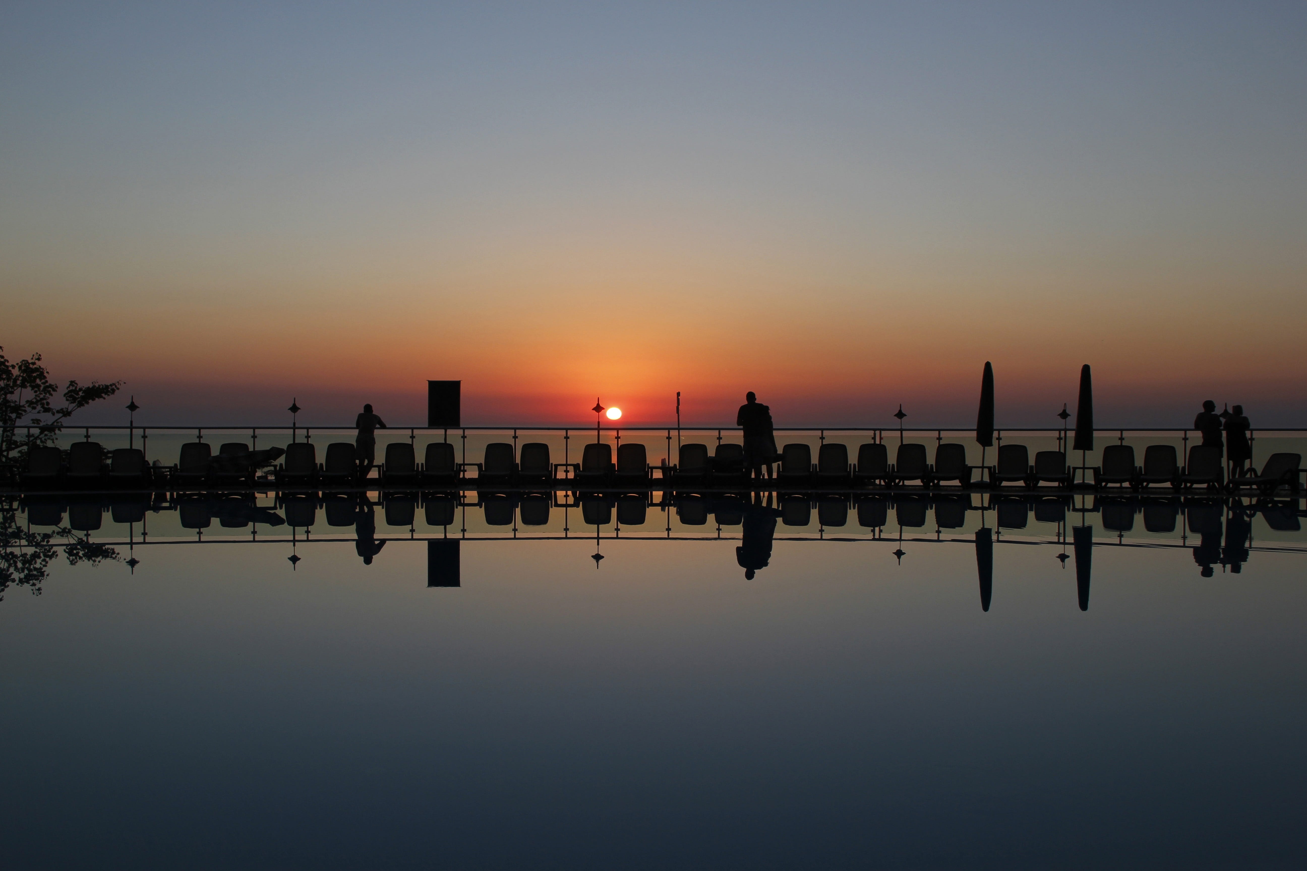 tranquil scene, Solar, silhouette, architecture, waterfront, turkey, orange color, clear sky, night, tranquility, nature turkey, Sunset, dusk, beauty in nature, HD Wallpaper