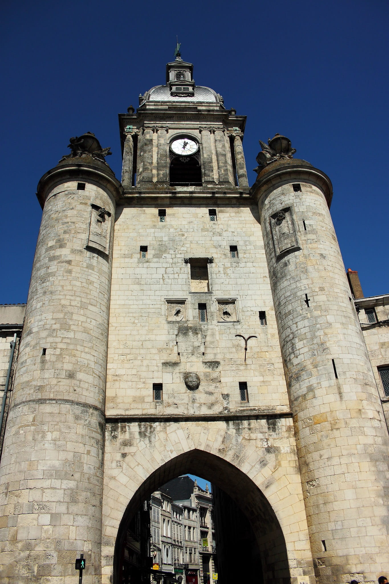 clock tower, city gate, day, old, clock, outdoors, La Rochelle, building, religion, travel destinations, City Tower, blue, tourism, city wall, history, Phone HD Wallpaper