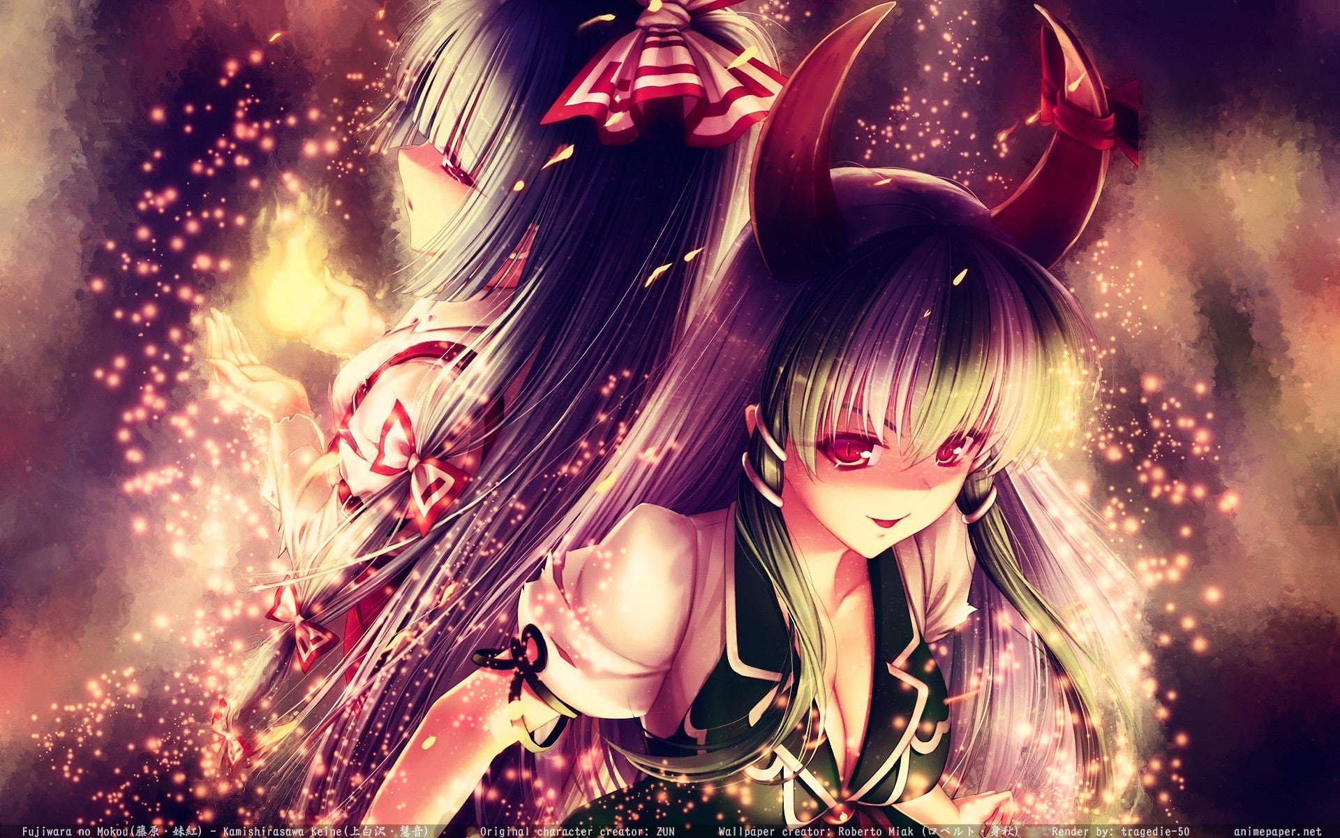 Touhou, 1080P, Fujiwara no Mokou, anime, HD Wallpaper