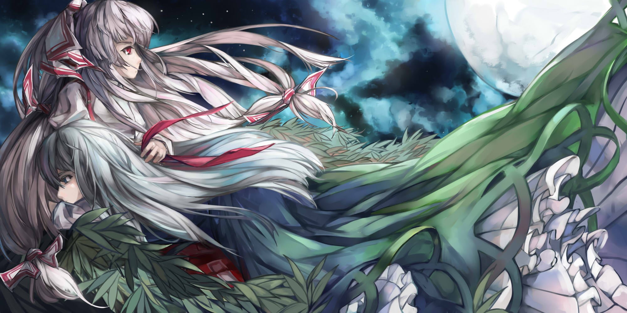 pattern, wind, anime girls, event, creativity, no people, art and craft, Fujiwara no Mokou, anime, digital composite, sky, multi colored, environment, nature, HD Wallpaper