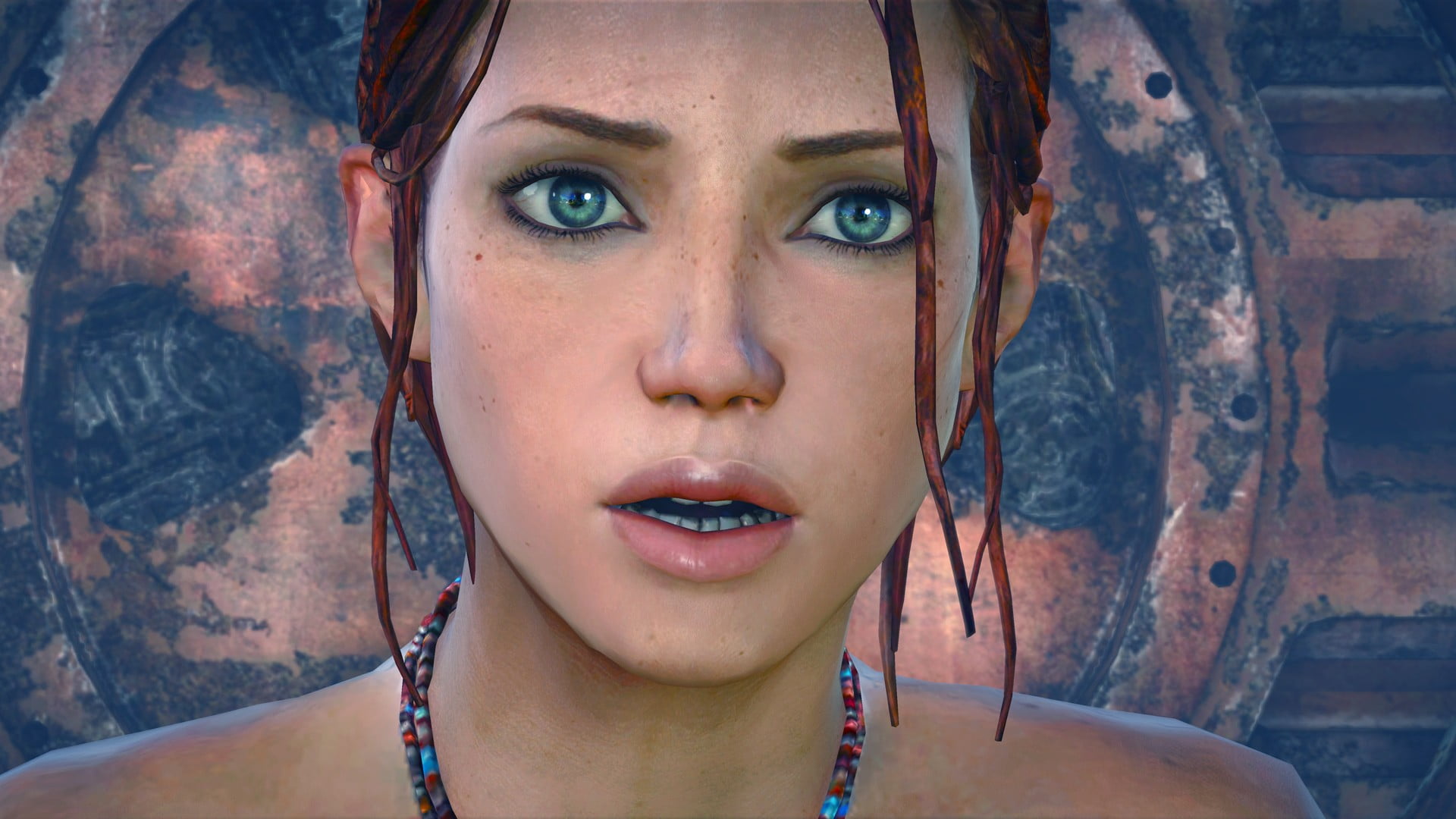 close-up, looking at camera, adult, mouth open, beautiful woman, woman, human face, Enslaved: Odyssey to the West, beauty, make-up, eye, headshot, 1080P, HD Wallpaper
