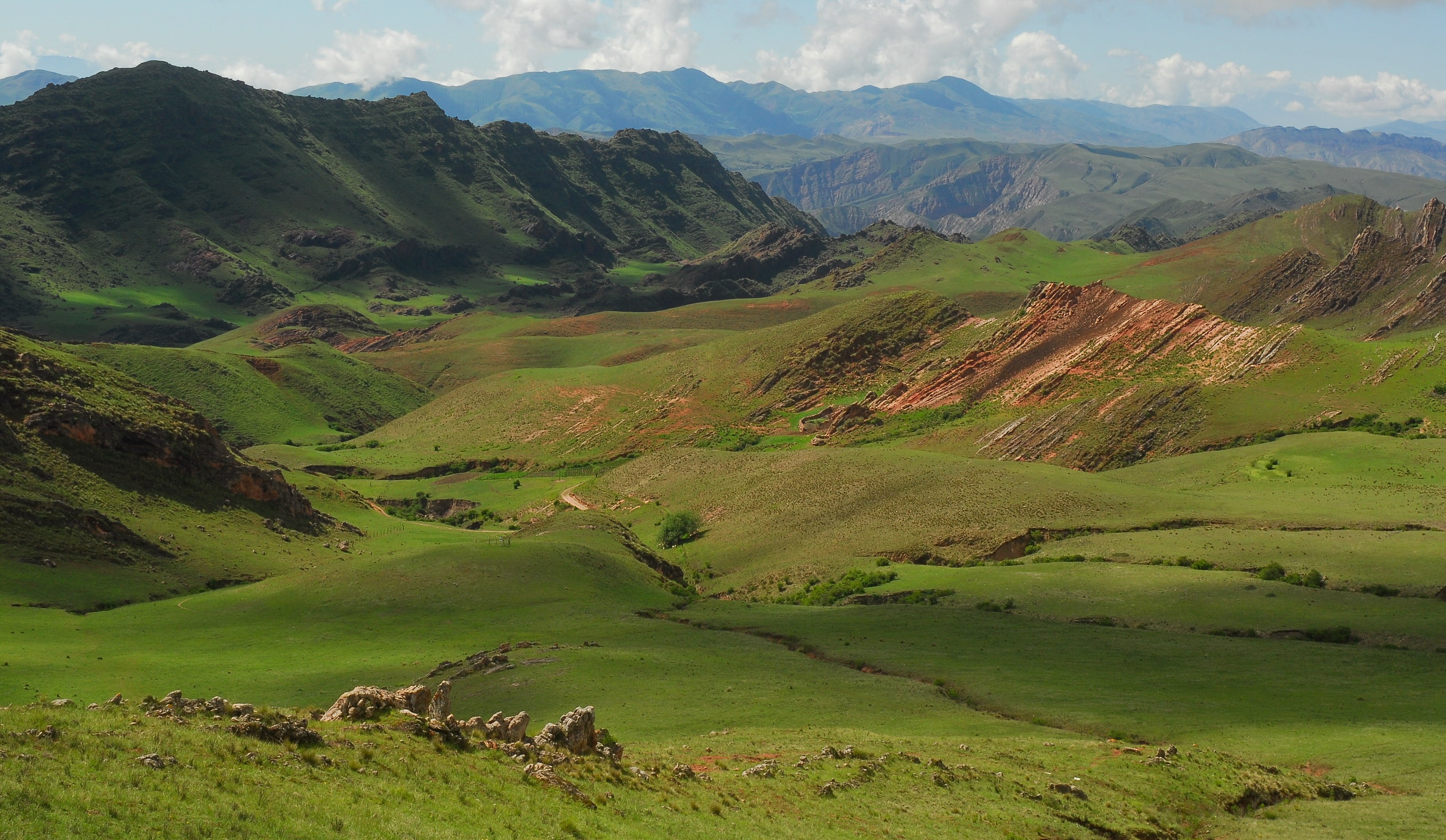 green color, scenics, hill, rural scene, daytime, no people, highlands, countryside, remote, grass, beauty in nature, environment, non-urban scene, scene, HD Wallpaper