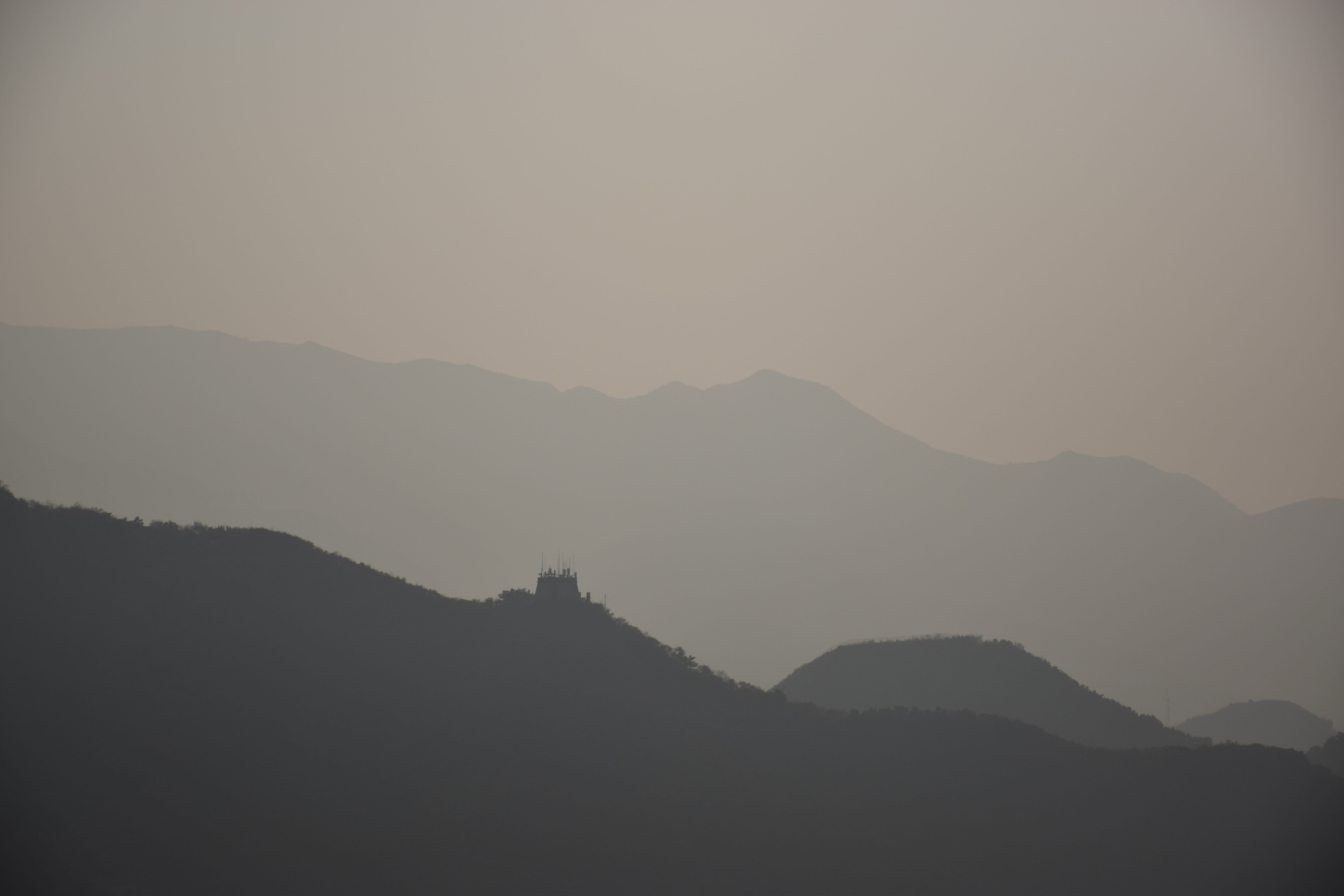 fog, china, the great wall, scenics - nature, copy space, environment, outdoors, no people, tranquility, remote, beijing, 5K, silhouette, nature, non-urban scene, HD Wallpaper