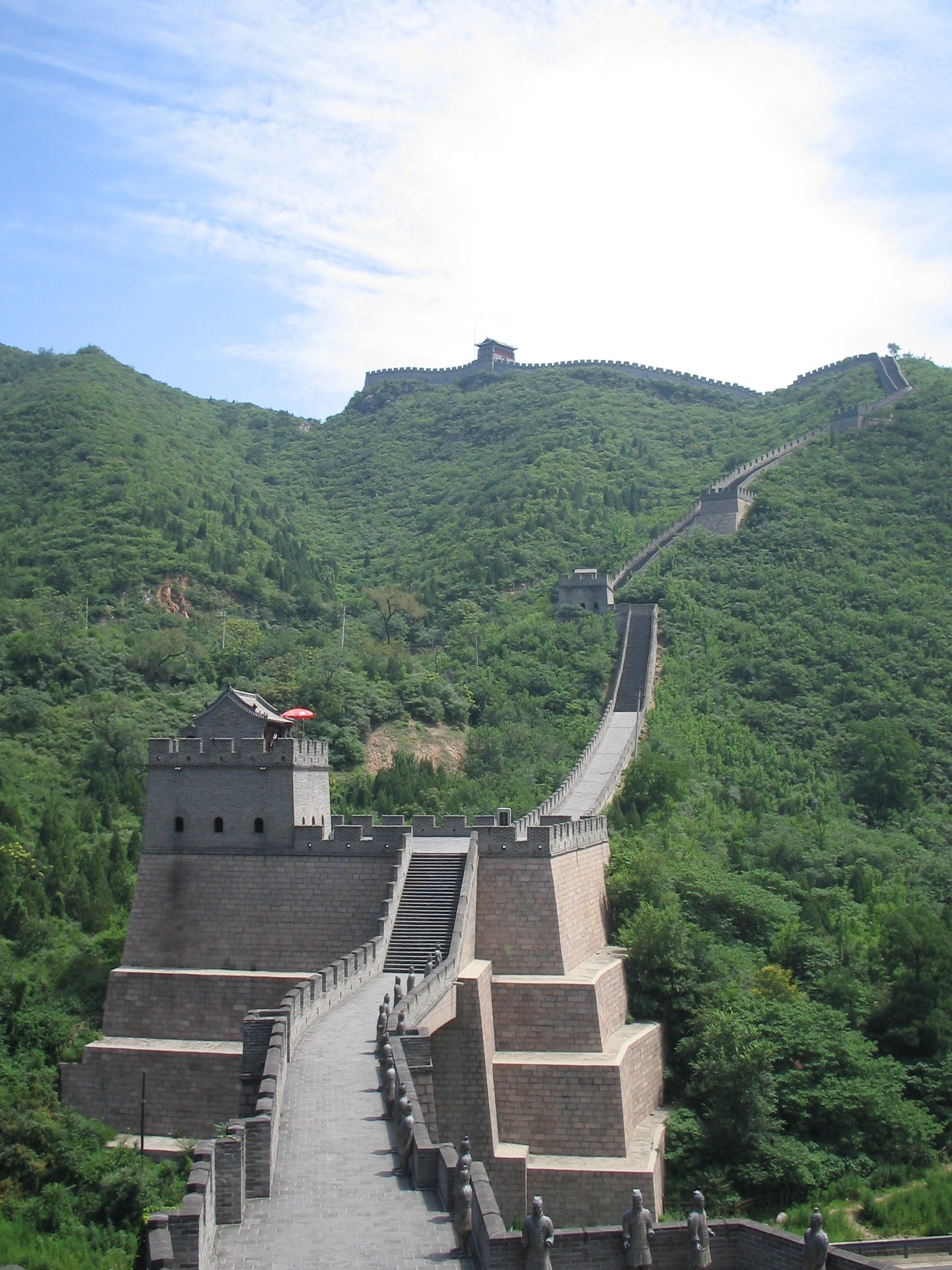 no people, travel, high angle view, nature, outdoors, built structure, tree, history, wall, building exterior, the great wall of china, 1080P, landscape, Phone HD Wallpaper