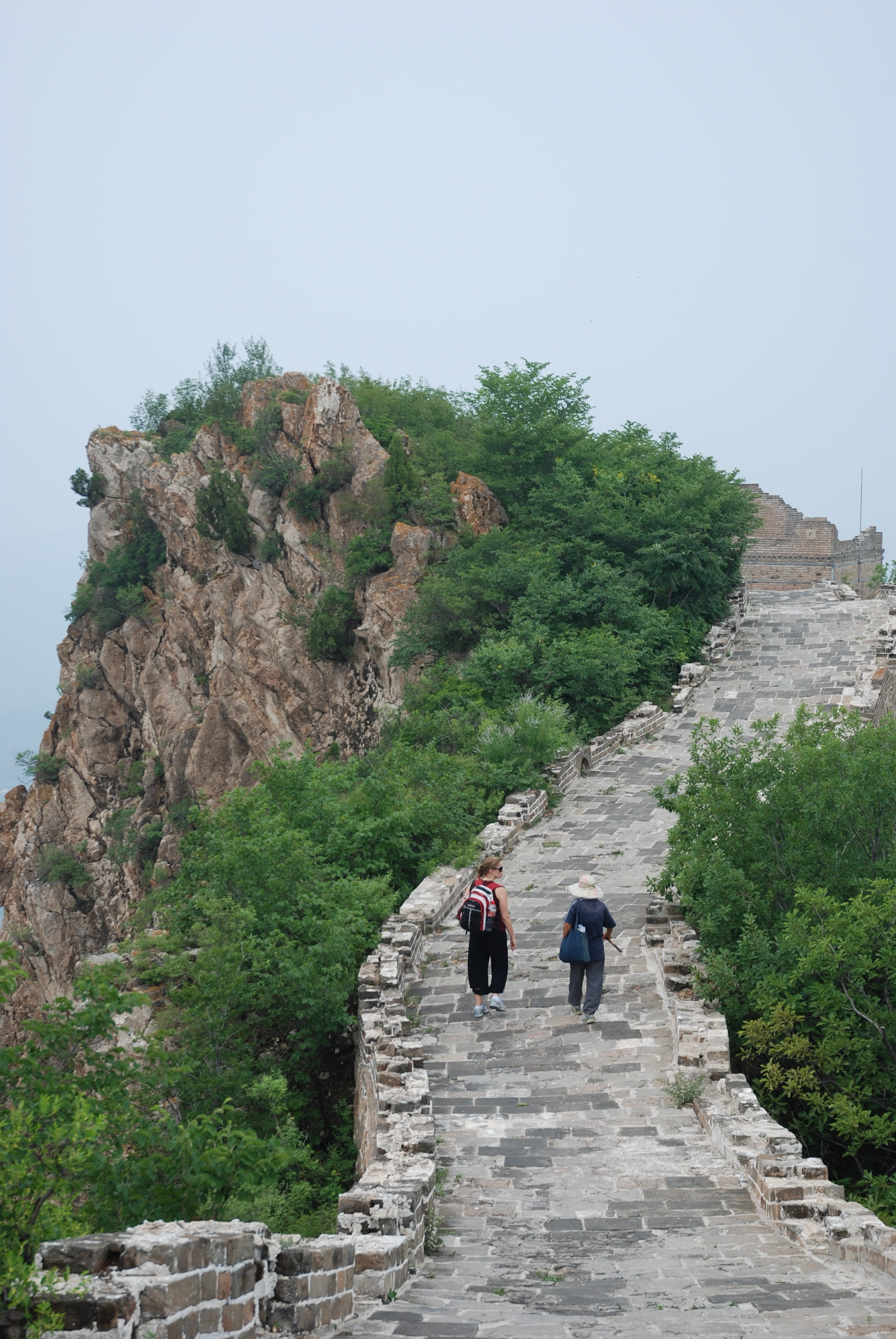people, architecture, sky, plant, great wall of china, 4K, leisure activity, clear sky, day, beijing, mountain, travel, steps and staircases, the way forward, Phone HD Wallpaper