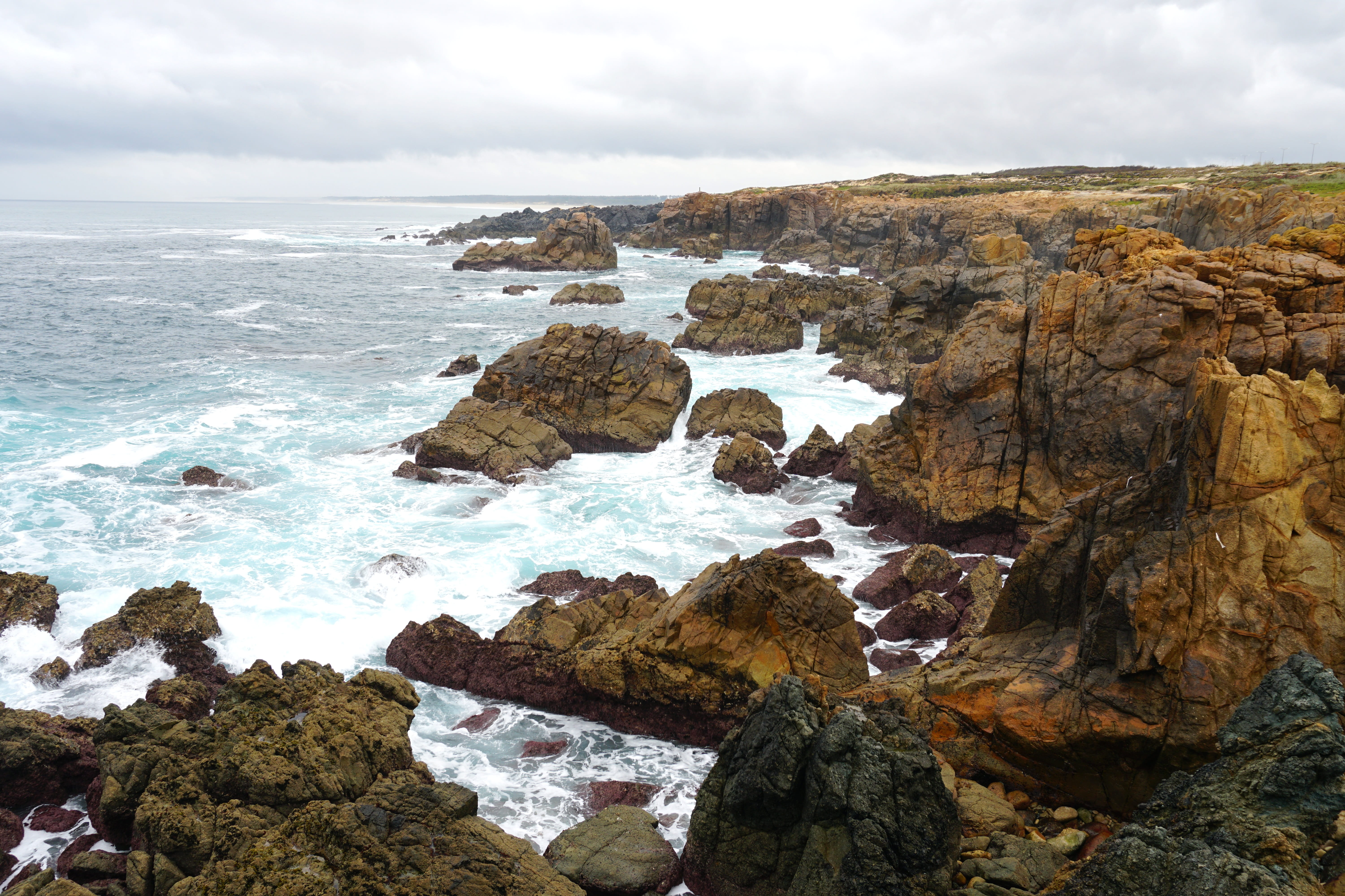 solid, tranquil scene, eroded, water, scenics - nature, rock, cloud - sky, rocky coastline, beauty in nature, motion, 5K, no people, sea, outdoors, alentejo, HD Wallpaper