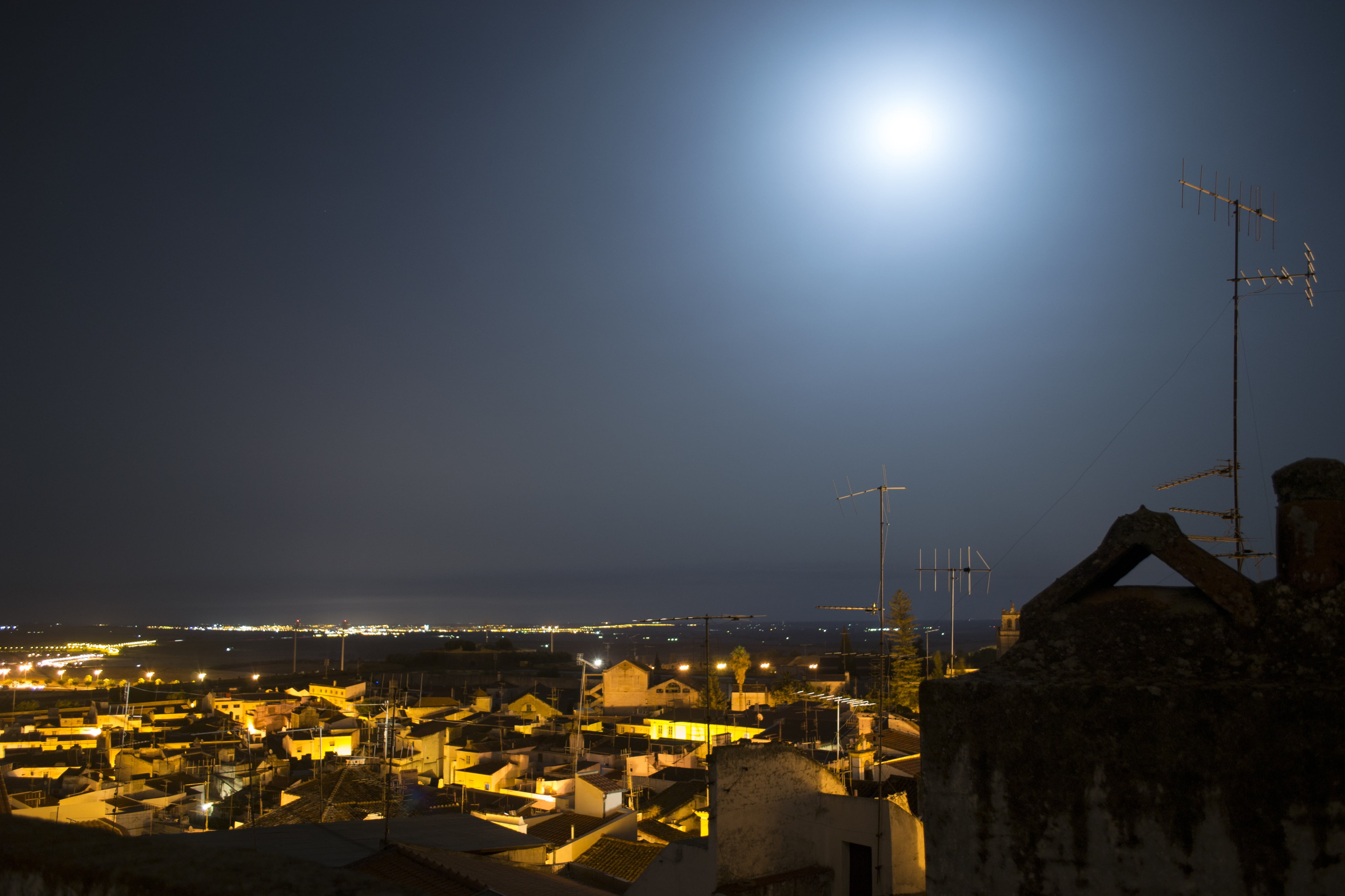 sky, built structure, portugal, city, urban, fuel and power generation, colorful, building exterior, 4K, night, light, lights, buildings, outdoors, cityscape, HD Wallpaper