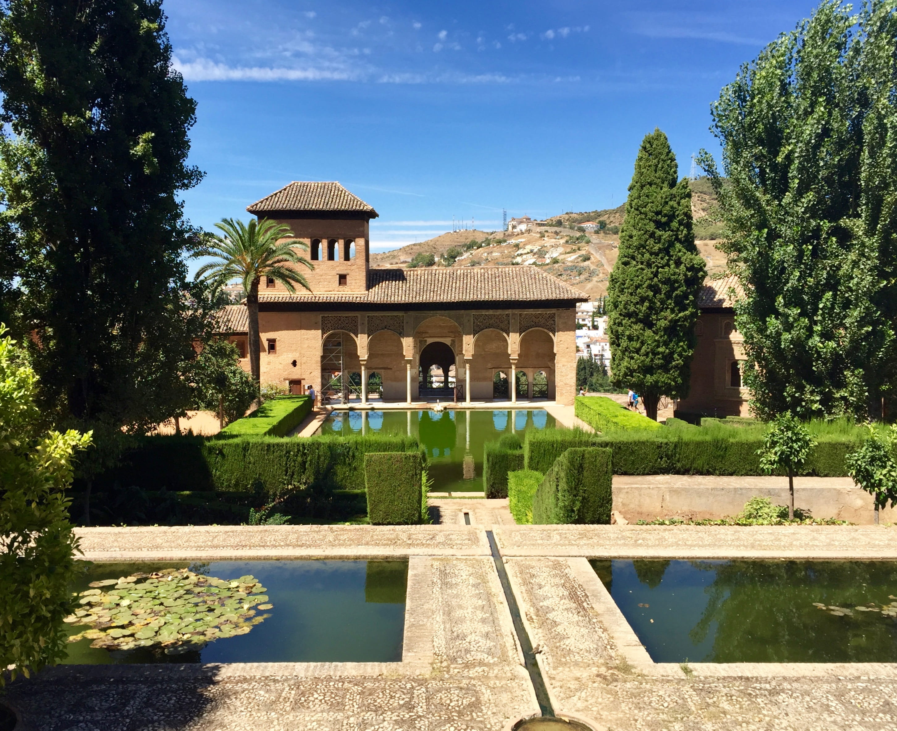hedge, spain, garden of alhambra, water, nature, Castle, green color, growth, moorish, architectural column, outdoors, no People, architecture And Buildings, HD Wallpaper