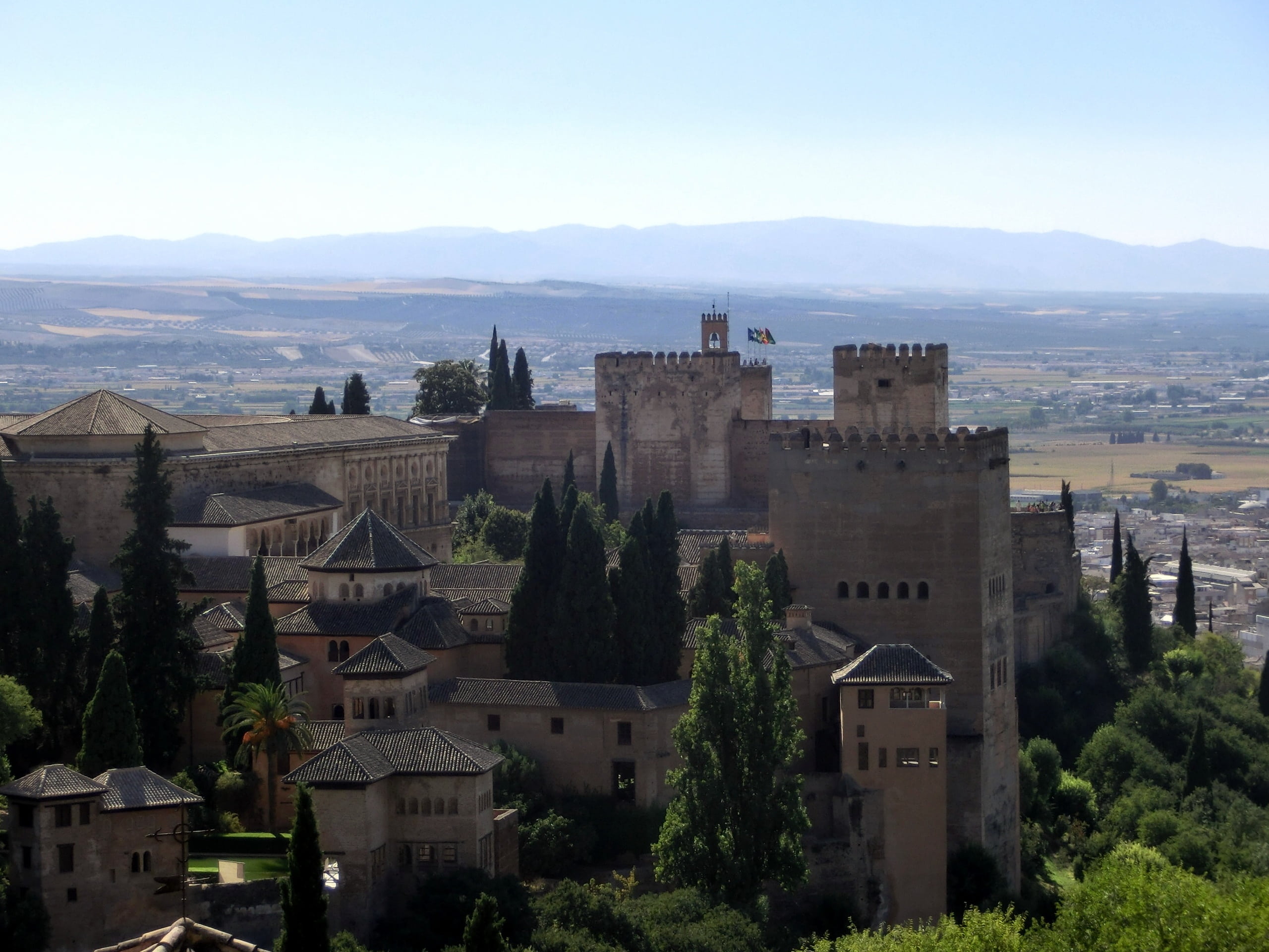 view, the past, sky, tree, nature, historically, 2K, history, moorish, alhambra, high angle view, no people, building, plant, tourist attraction, built structure, HD Wallpaper