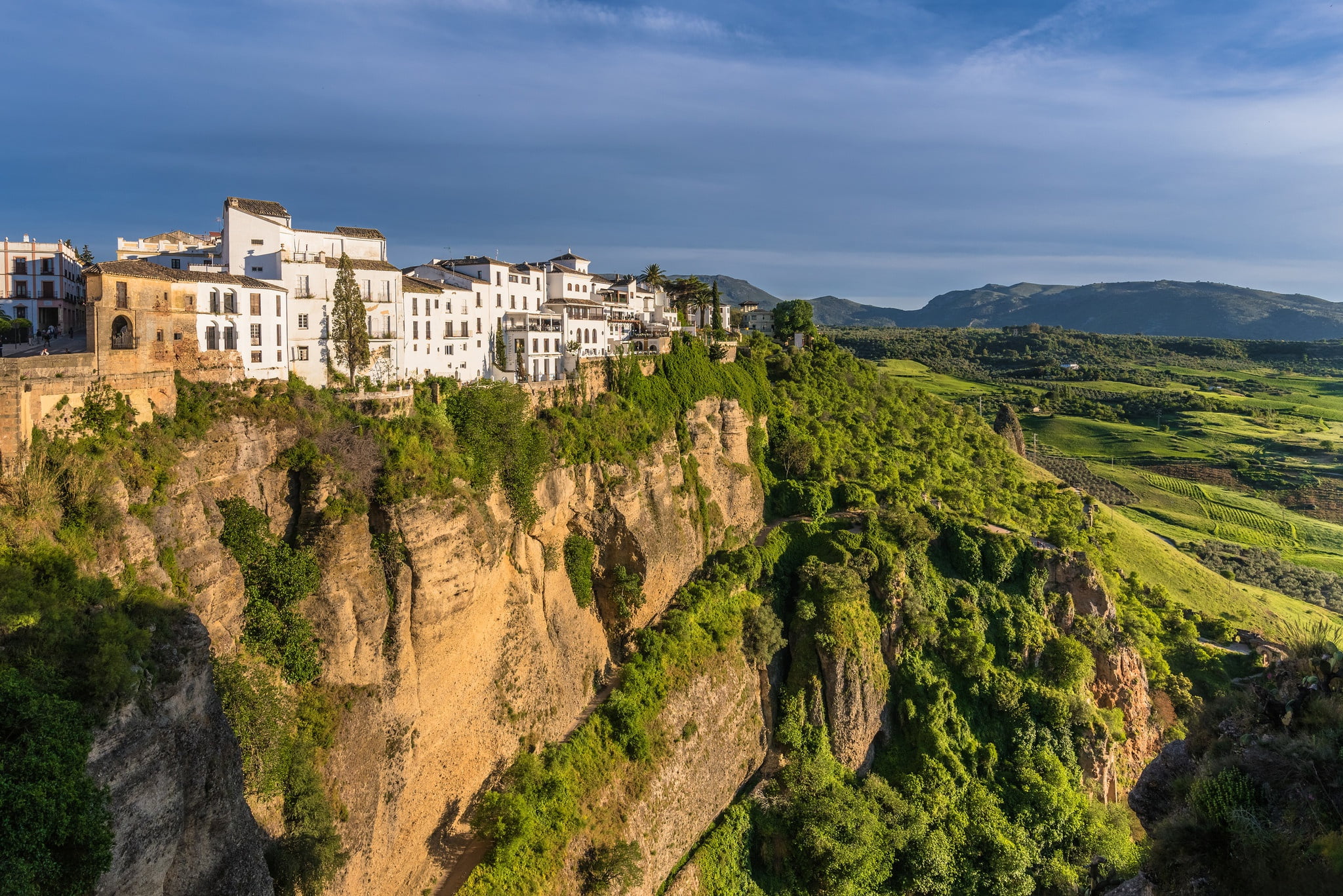 building, Rhonda, home, Ronda, Spain, canyon, Andalusia, rock, 1080P, El Tajo canyon, HD Wallpaper