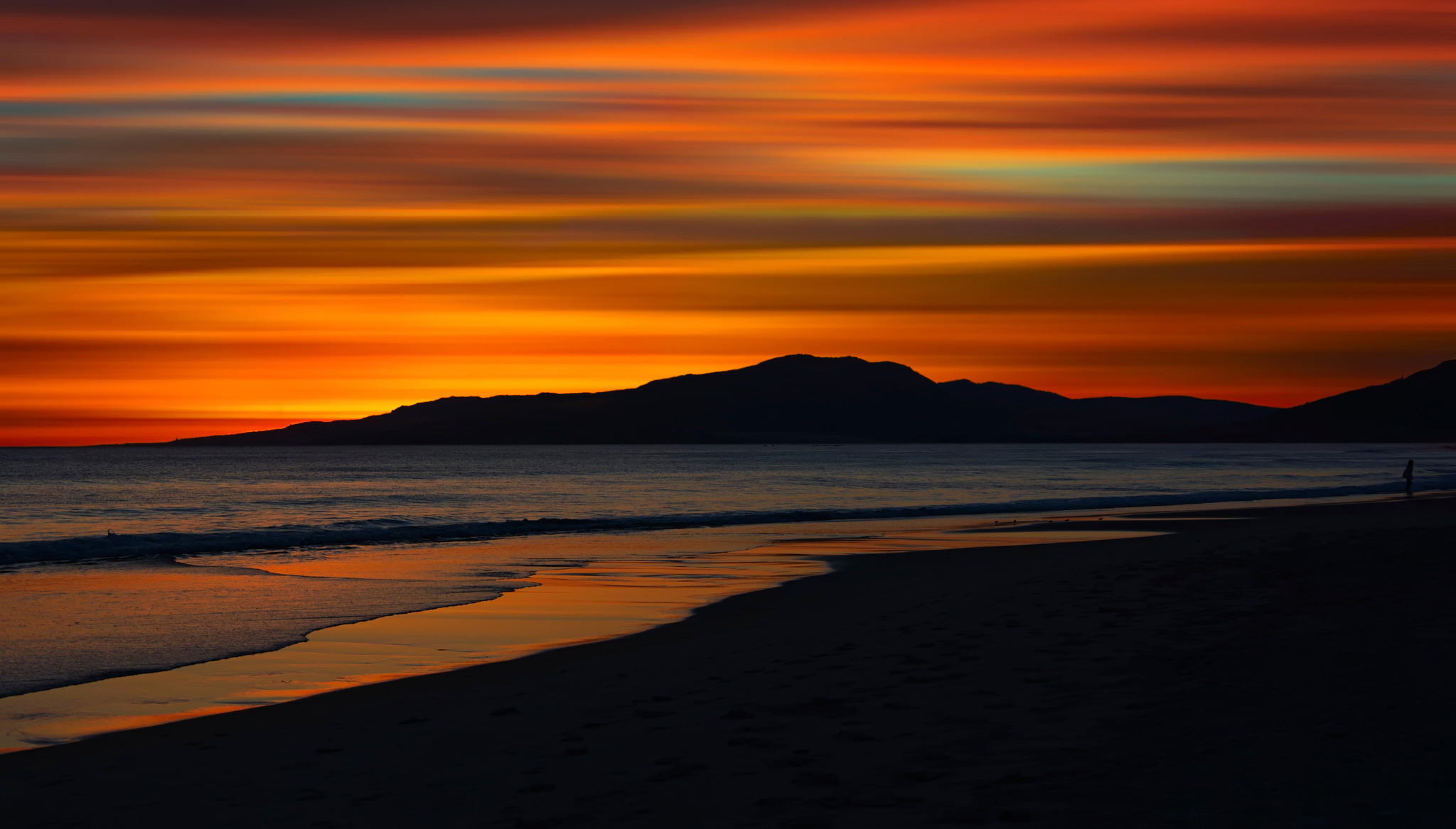 Andalusia, Tarifa, 1080P, Serenity, sunset on the beach, HD Wallpaper