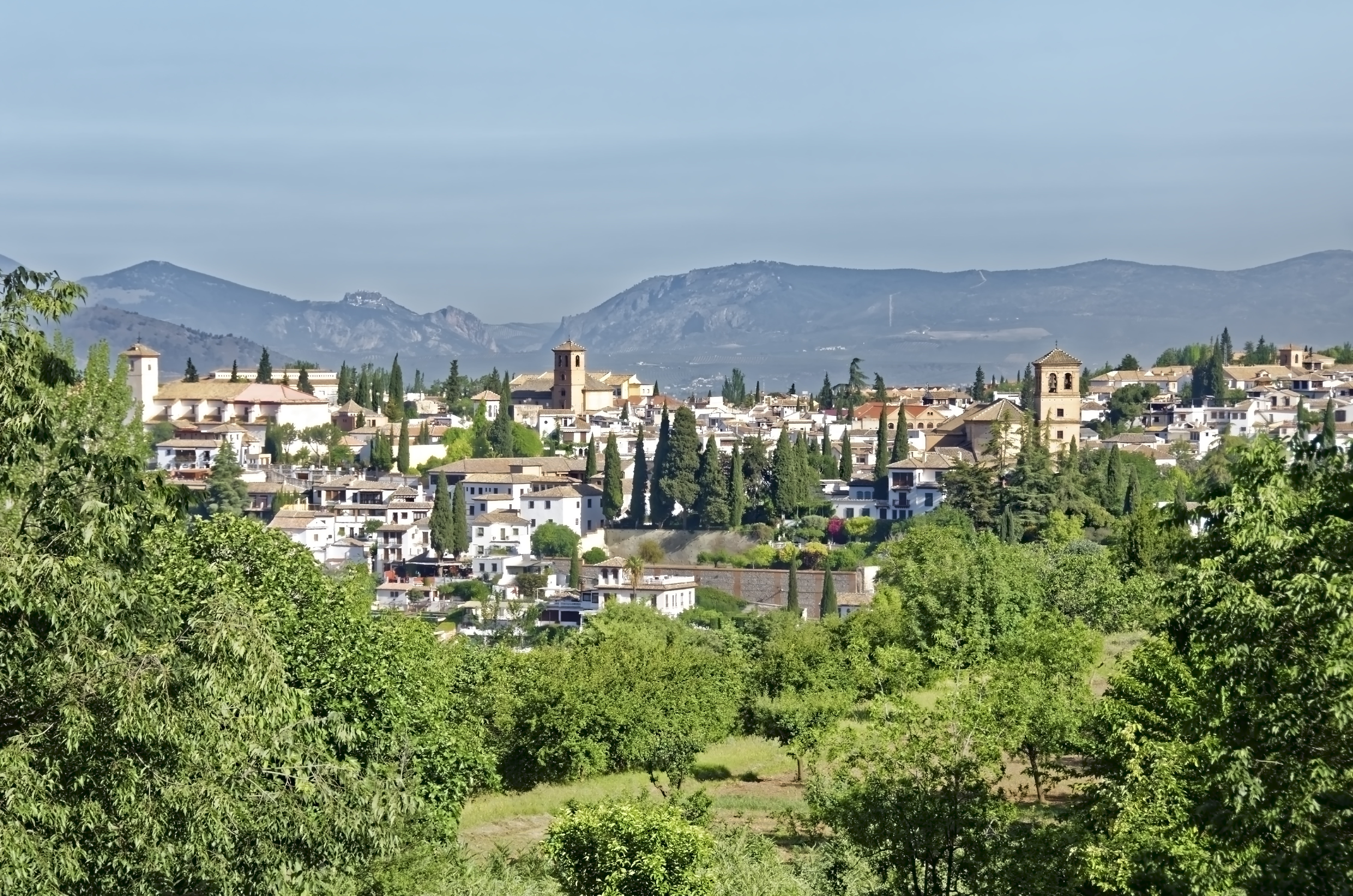 panorama, no people, sky, mountains, high angle view, andalusia, townscape, spain, architecture, built structure, building exterior, nature, outdoors, plant, HD Wallpaper
