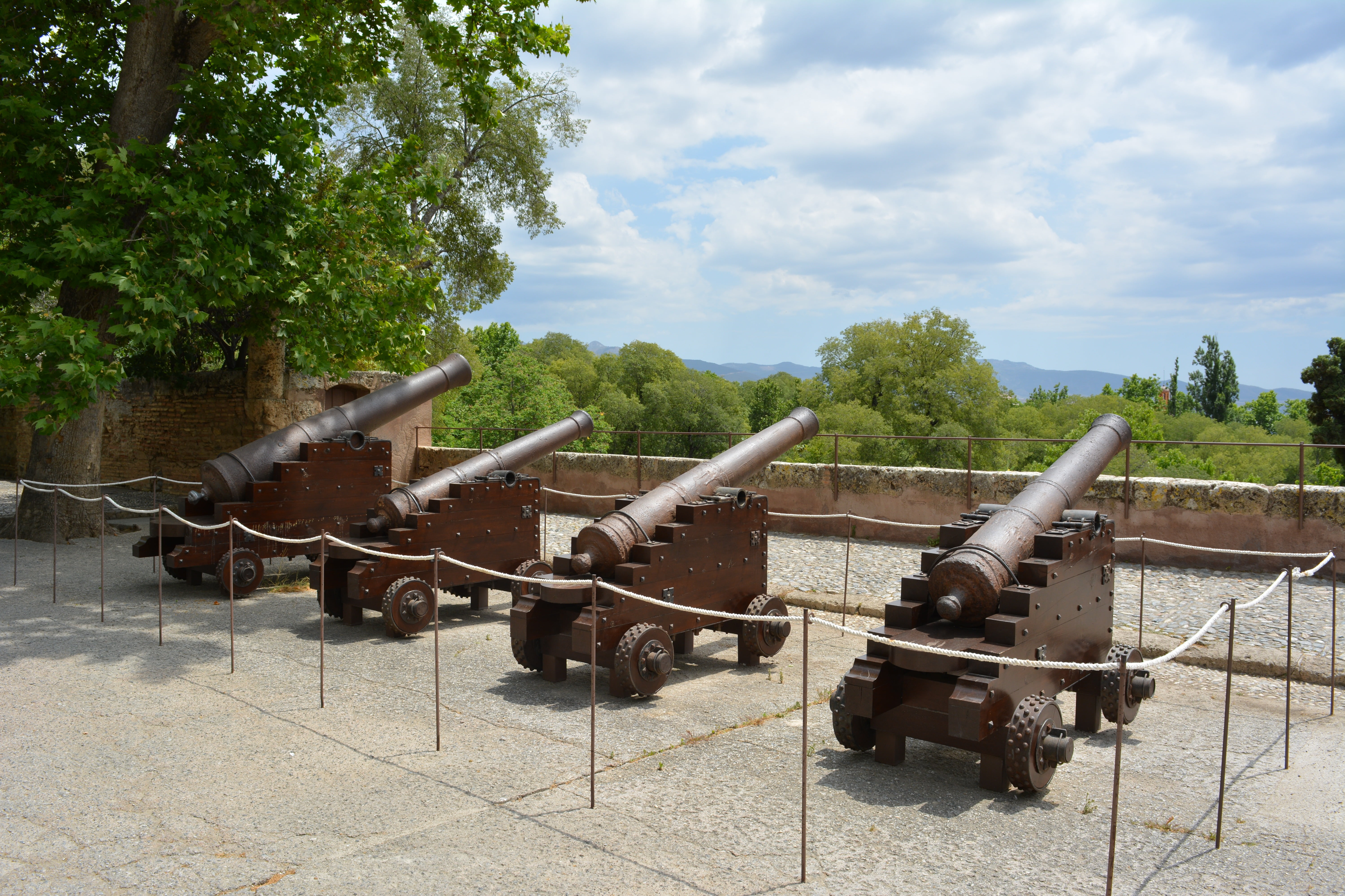 tree, transportation, sky, cloud - sky, the past, andalusia, fortress, plant, weapon, no people, generalife, day, old, history, courtyard, nature, historical, HD Wallpaper