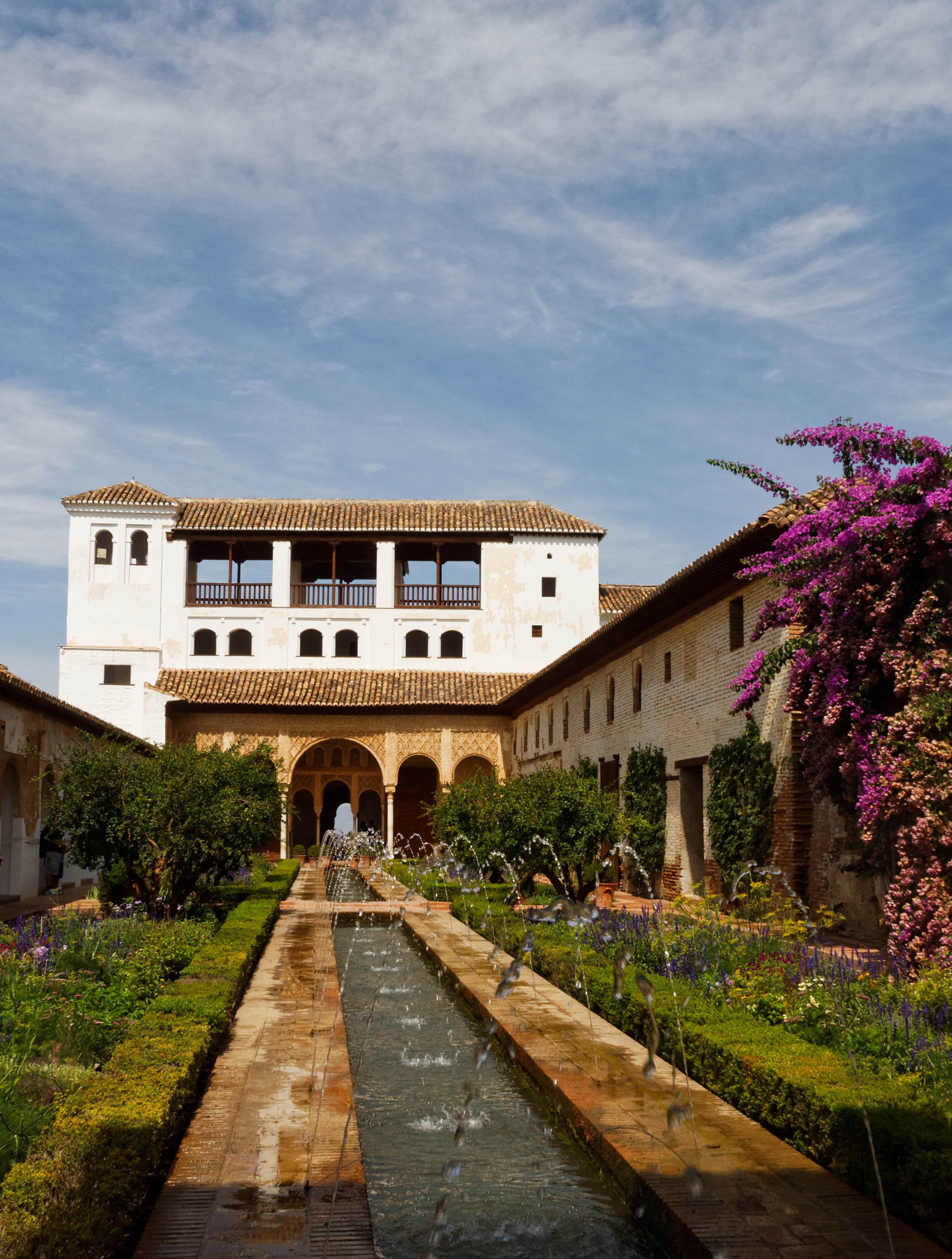 outdoors, nature, entrance, tourist attraction, castle, old, plant, canal, building exterior, alhambra, world heritage, growth, spain, sky, residential district, Phone HD Wallpaper