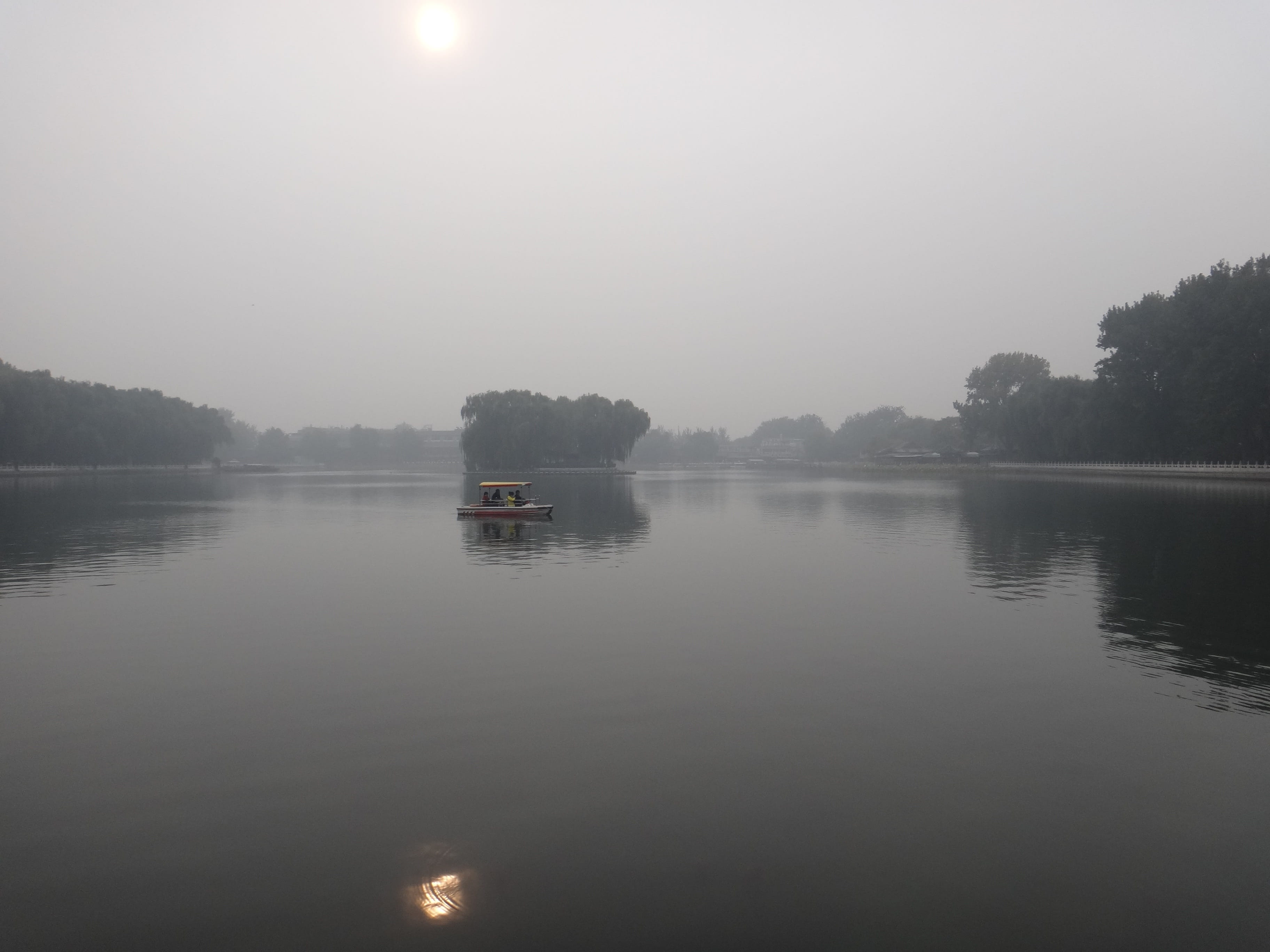 beauty in nature, places of interest, tranquility, nautical vessel, tree, smog, fog, still, nature, tranquil scene, scenics - nature, Boot, 2K, Lake, Beijing, HD Wallpaper