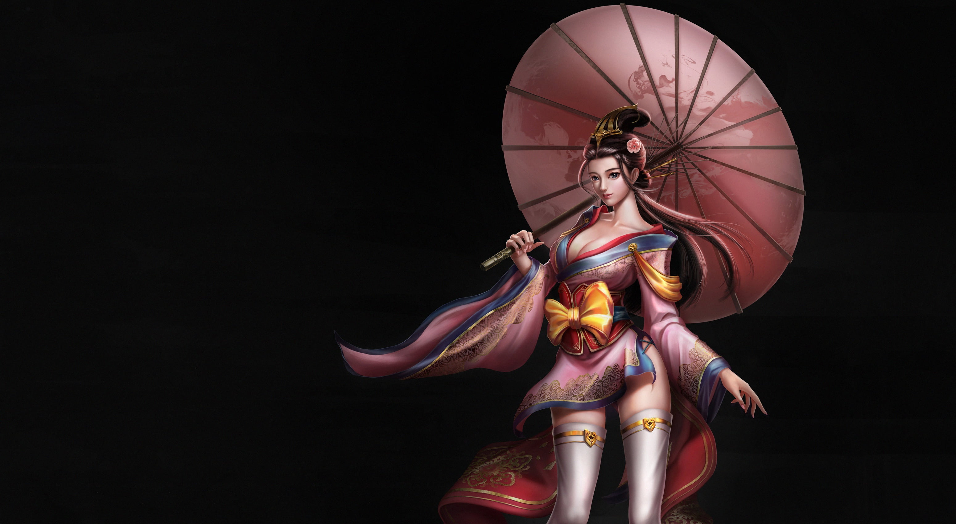 Style, Umbrella, Xiao Qiao, Dress, Figure, Characters, 2K, Art, Beautiful, Three Kingdoms, Fiction, An Hua, Girl, HD Wallpaper