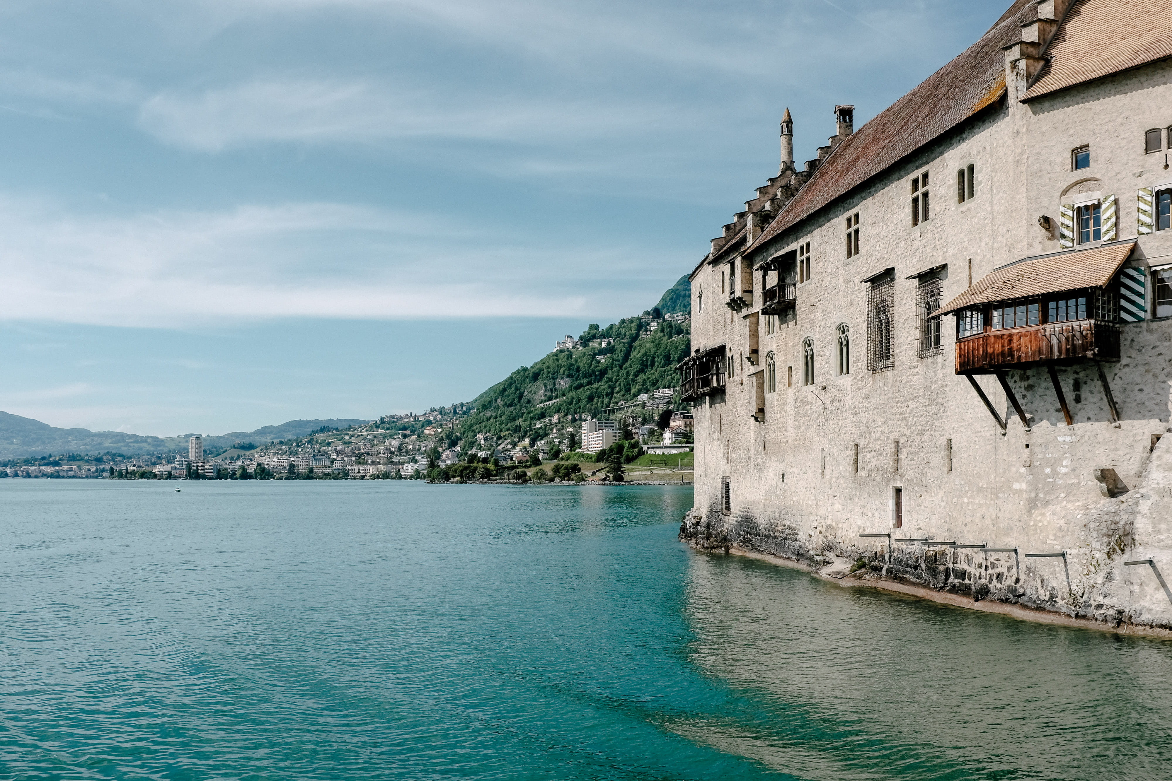 vacation, geneva, scenery, water, medieval, waterfront, famous, chillon, beauty in nature, outdoors, summer, no people, old, switzerland, history, landscape, HD Wallpaper