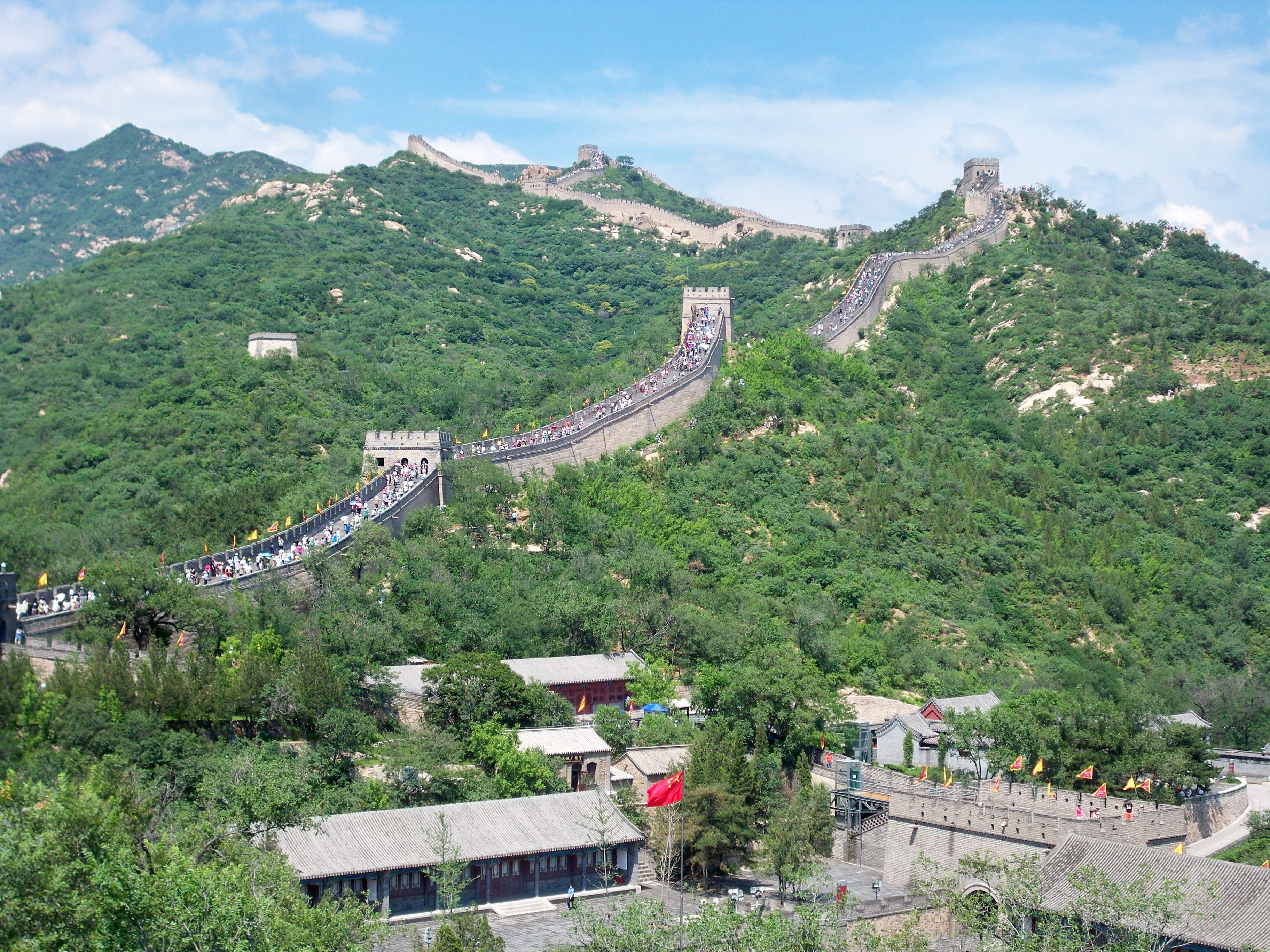 travel destinations, outdoors, beauty in nature, great wall, tourism, history, high angle view, the past, 2K, tree, building exterior, green color, architecture, HD Wallpaper