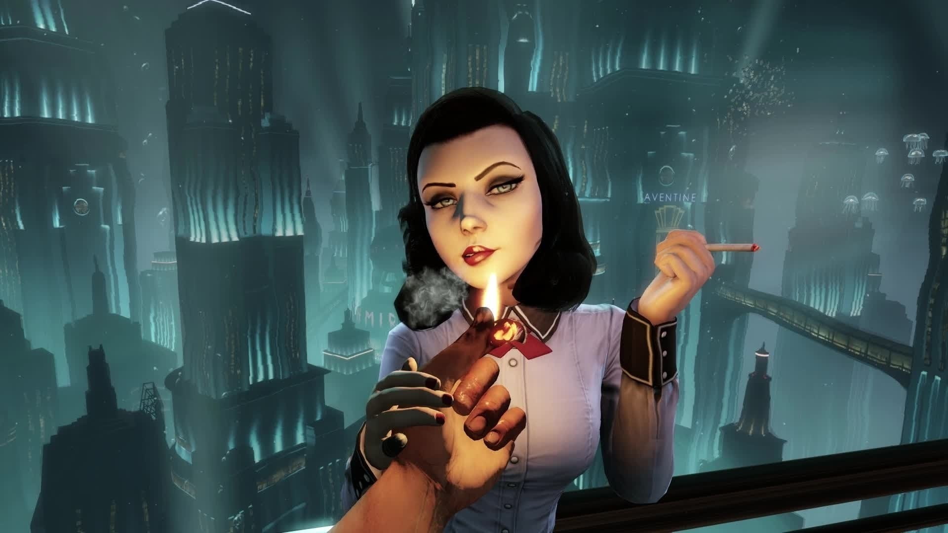video games, Bioshock Inifinte: Burial at Sea, cigarettes, Elizabeth (BioShock), digital art, 1080P, BioShock Infinite, HD Wallpaper