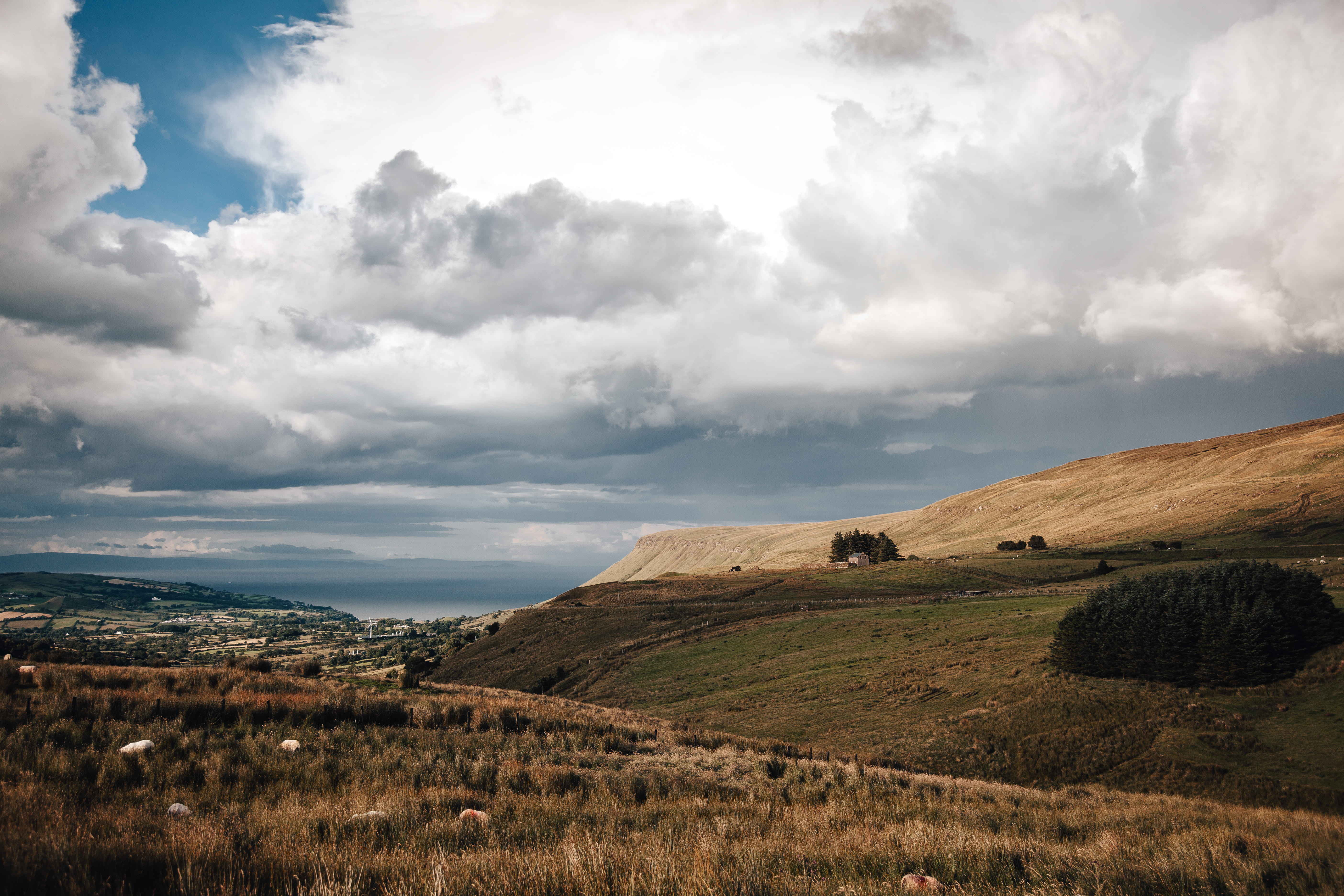 northern ireland, plant, cloud, plateau, cloudy, idyllic, no people, environment, hills, field, countryside, brown, road, land, hill, clouds, mountain, HD Wallpaper