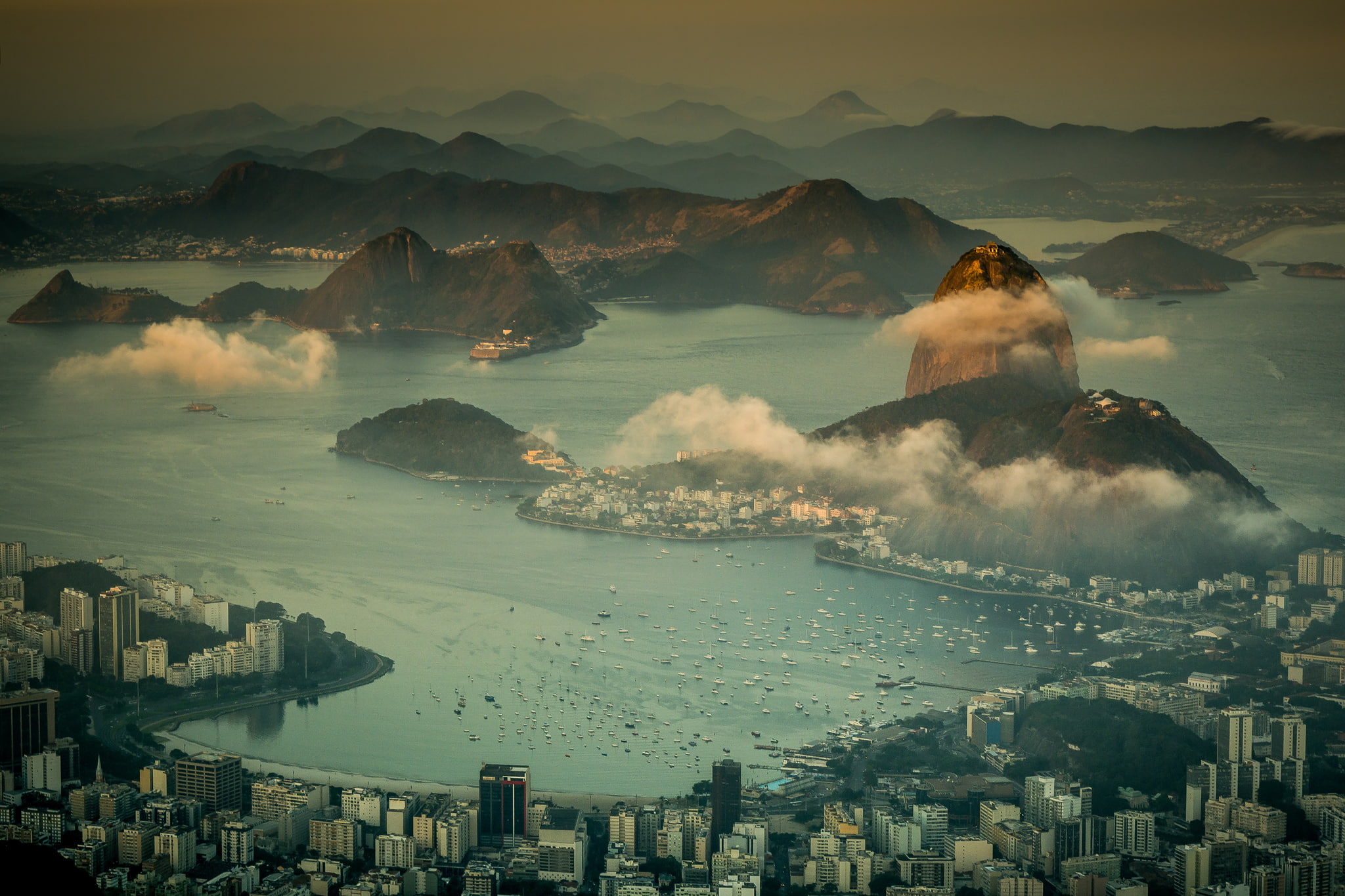 mountains, Brazil, panorama, coast, megapolis, Rio de Janeiro, 1080P, sea, HD Wallpaper