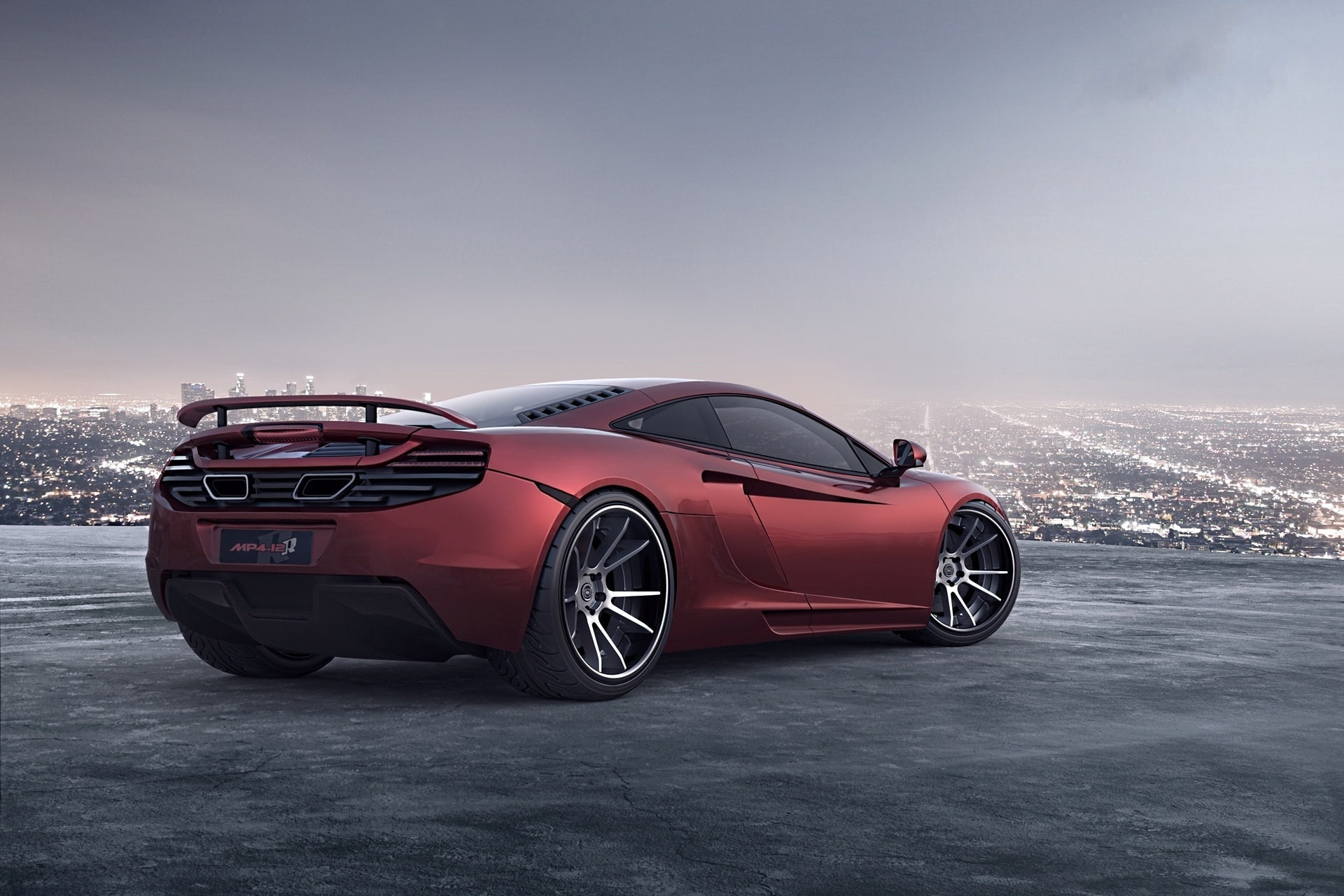 McLaren, 1080P, red, night lights, megapolis, the city, MP4-12C, supercar, horizon, HD Wallpaper