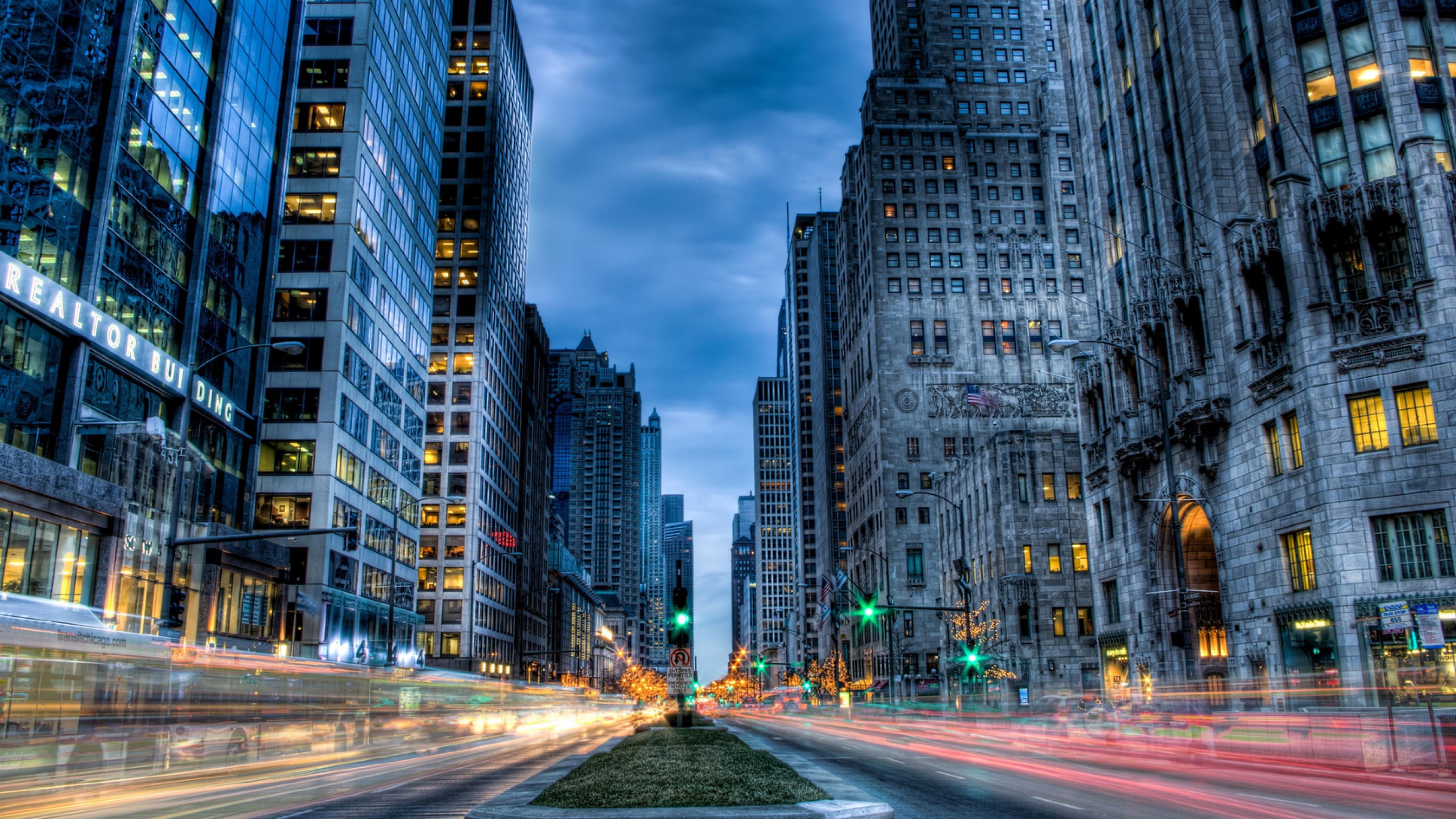 business district, no people, road, transportation, bridge, financial, business, metropolis, illuminated, night, building, modern, office, town, office building exterior, HD Wallpaper