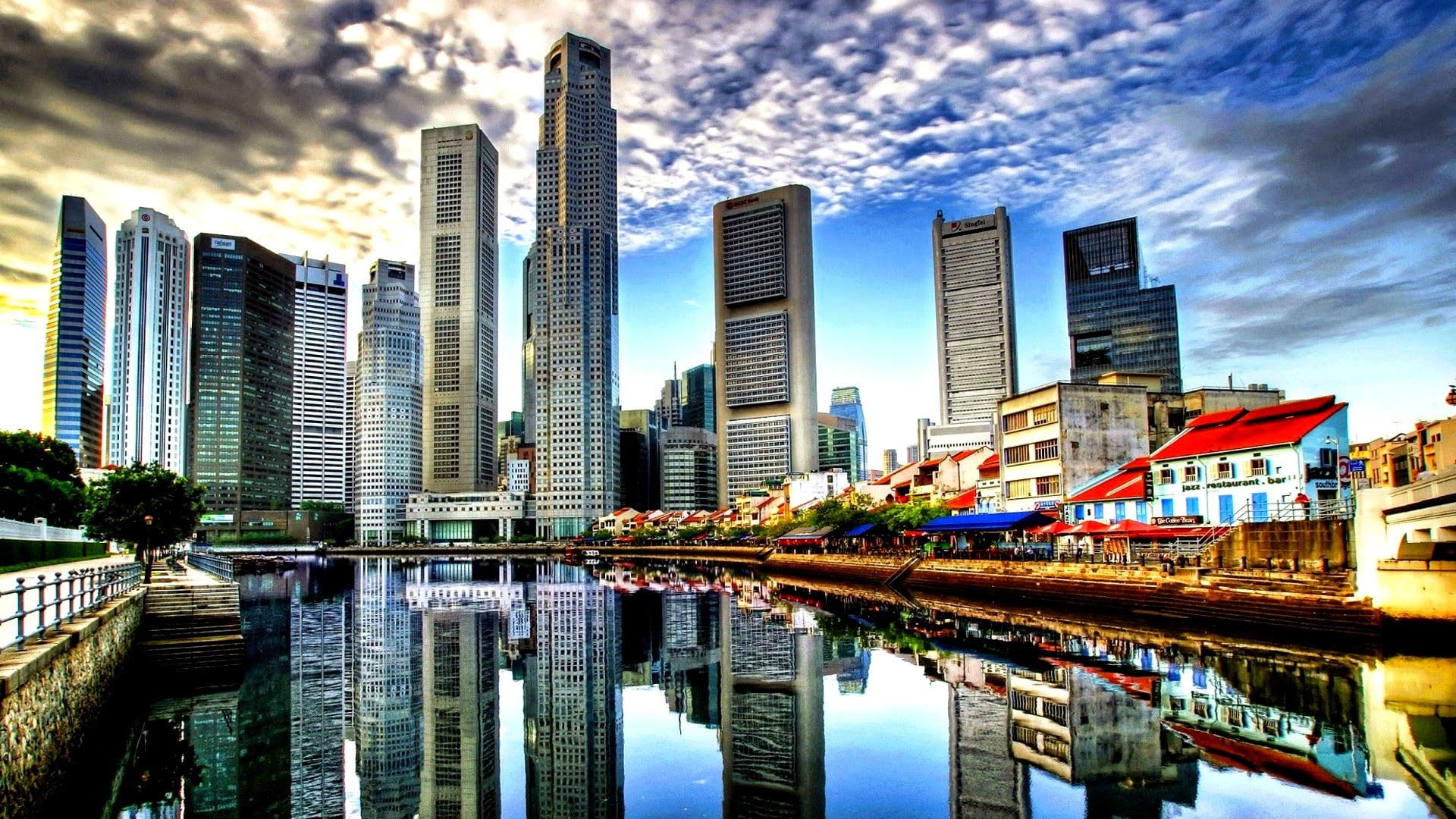 cloud - sky, waterfront, landmark, skyscraper, nature, high, built structure, dusk, skyscrapers, tourist, tourism, usa, business, river, building exterior, HD Wallpaper