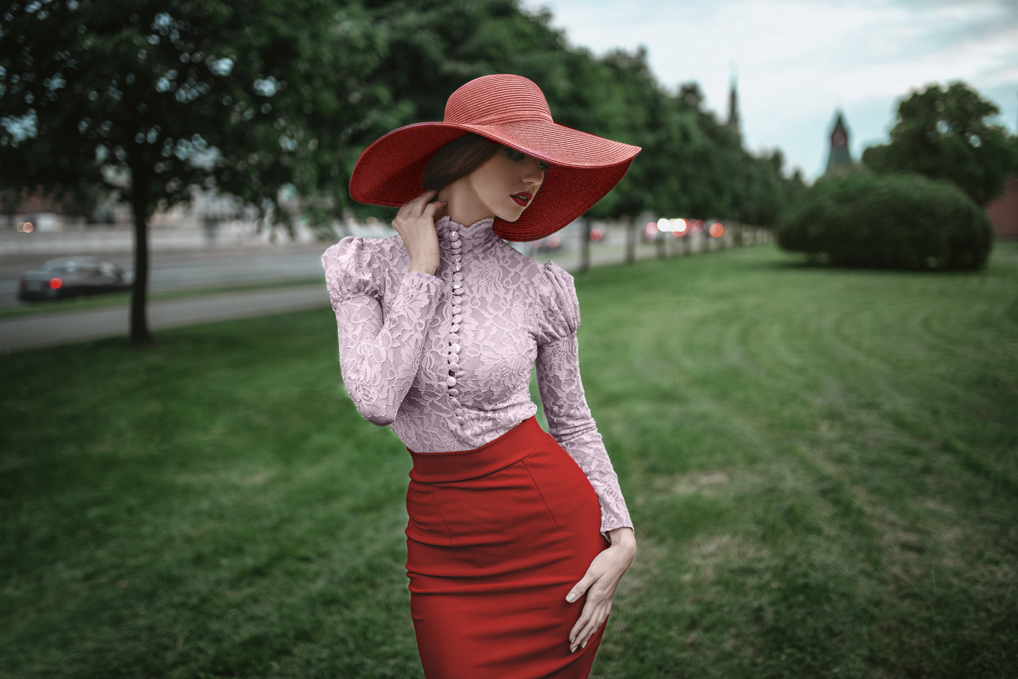 Nadia, three quarter length, Hope Niyazova, standing, skirt, field, hairstyle, casual clothing, front view, George Chernyadev, Gracia, one person, young adult, HD Wallpaper