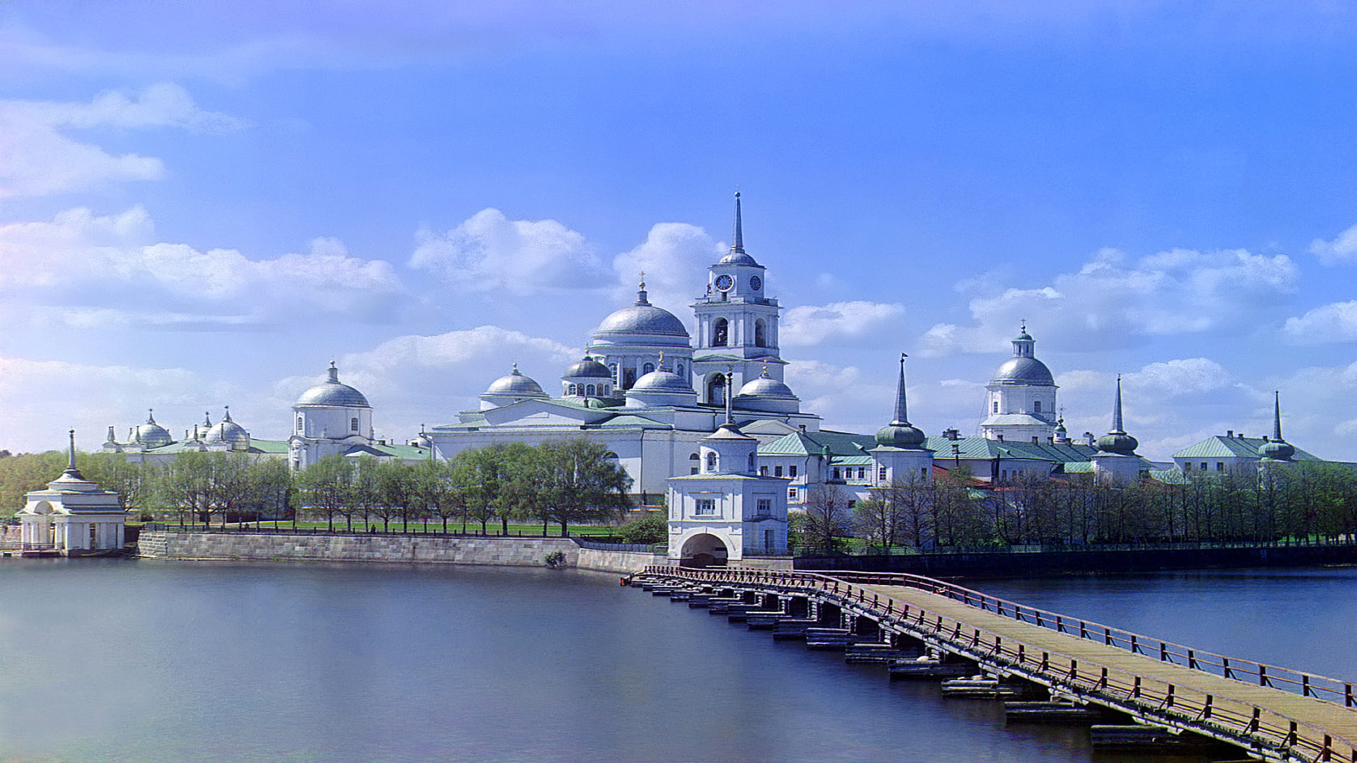 travel destinations, spring, no people, outdoors, Seliger, built structure, travel, religion, Nilo-Stolobenskaya Pustyn, trees, tourism, the monastery, HD Wallpaper