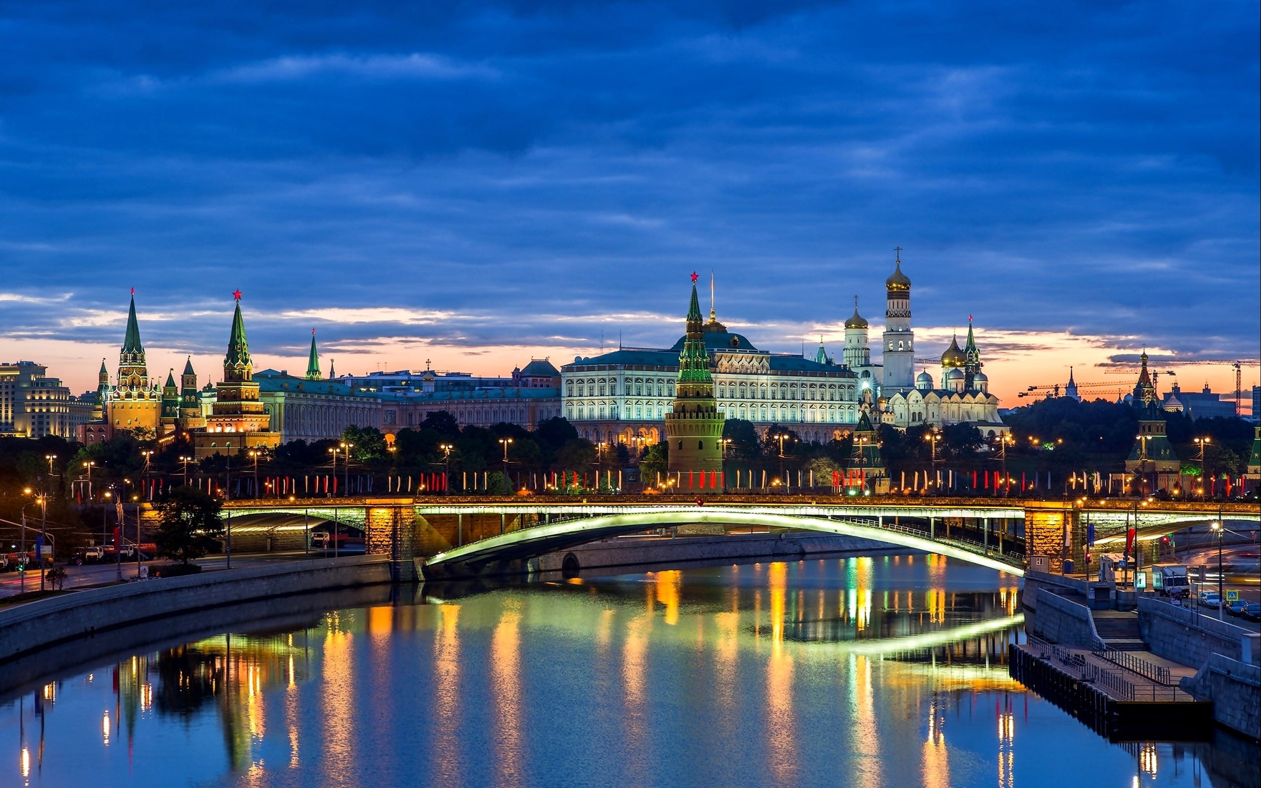 city, river, moscow, 2K, bridge, dawn, pictures, HD Wallpaper