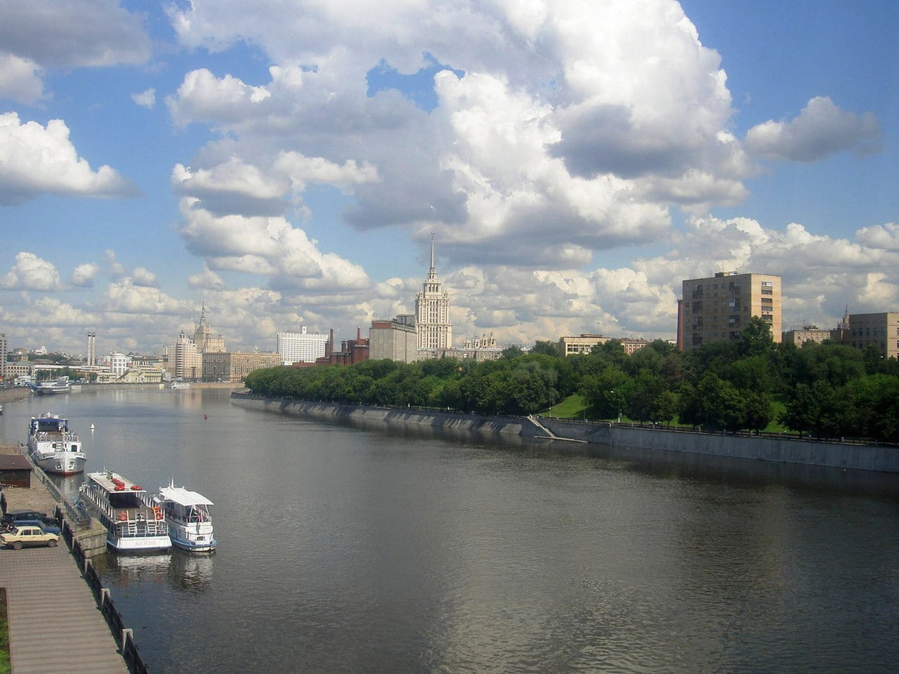 720P, River, Skyscrapers, Moscow, HD Wallpaper