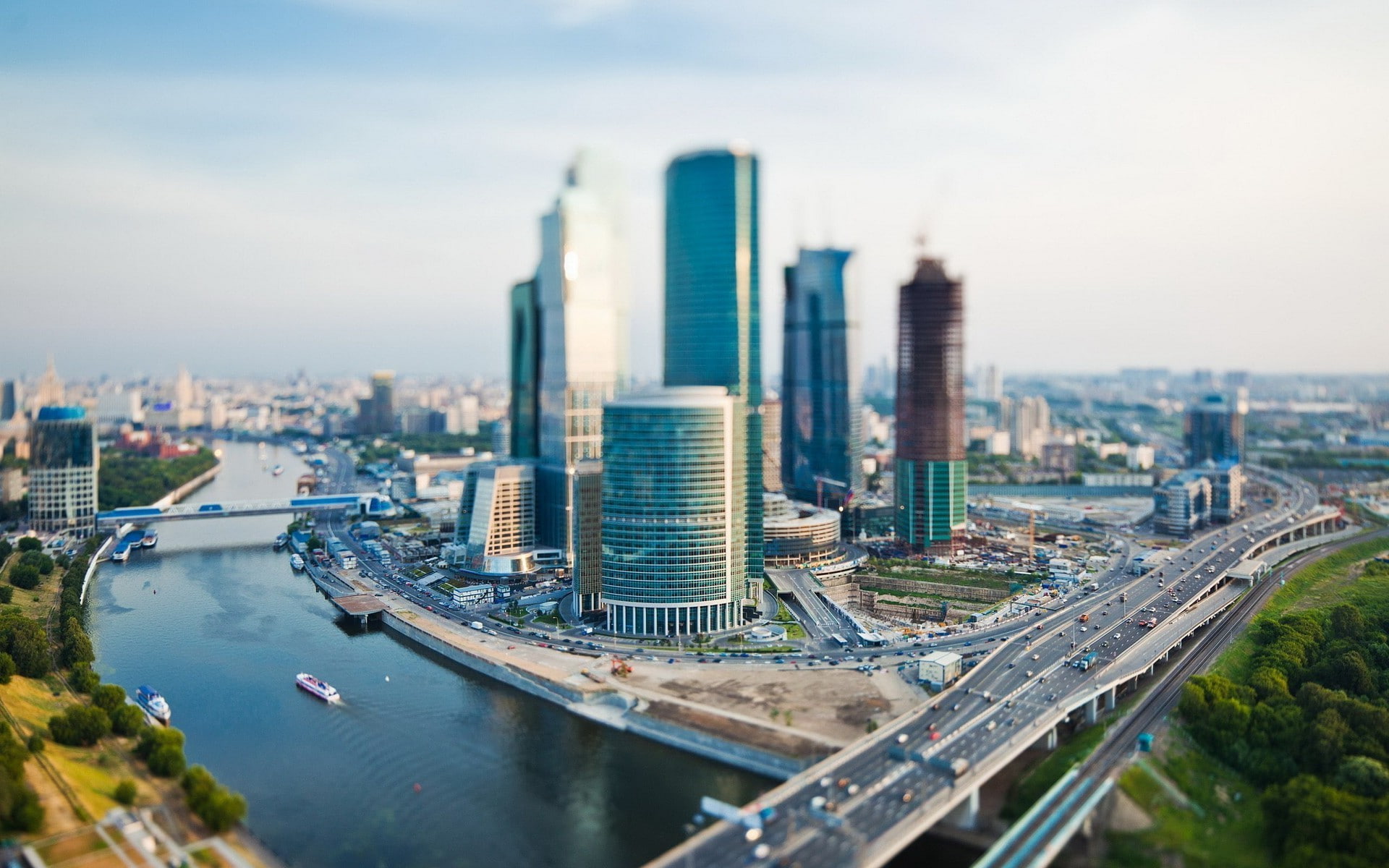 1080P, river, Cityscape, Moscow CIty, bridge, building, HD Wallpaper