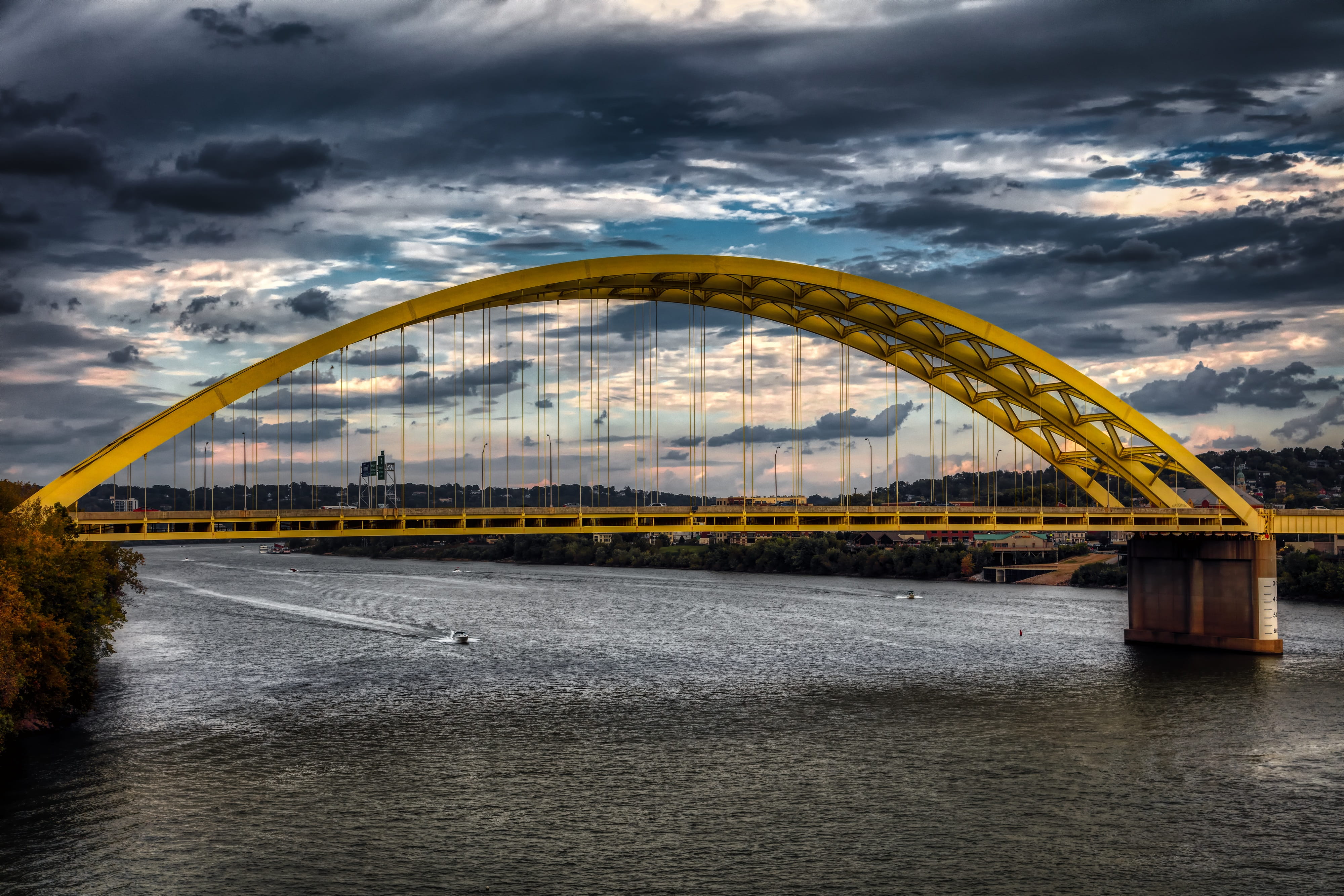 dusk, cincinnati, connection, outdoors, 4K, nature, cloud - sky, transportation, arch bridge, scenics - nature, built structure, bridge - man made structure, HD Wallpaper