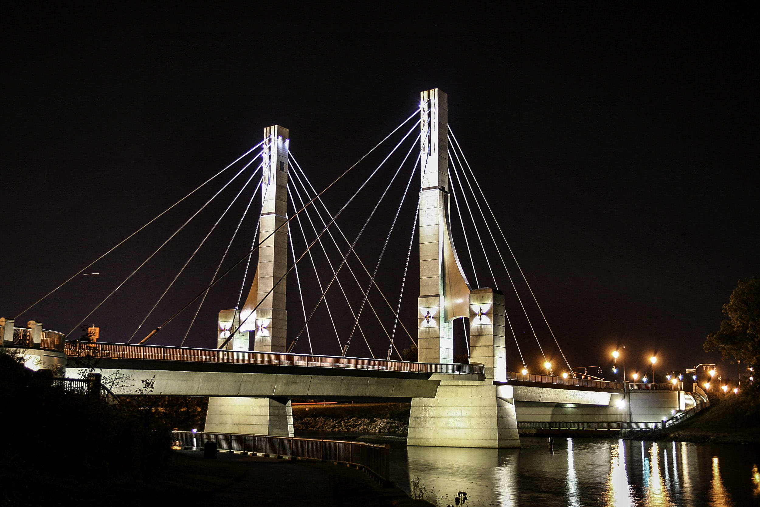 photos, Columbus, United States, built Structure, architecture, Ohio, suspension Bridge, engineering, city, reflection, columbus, cityscape, cable-stayed bridge, HD Wallpaper