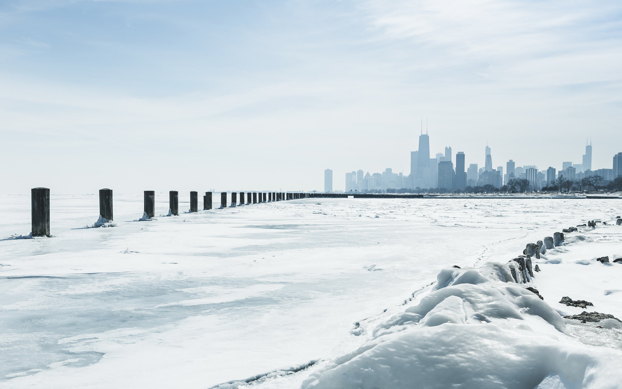 2K, Winter, Chicago, Lake, Michigan, HD Wallpaper